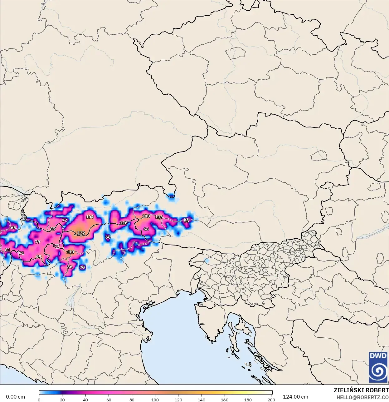 ICON model - Avusturya, Kar Kalınlığı