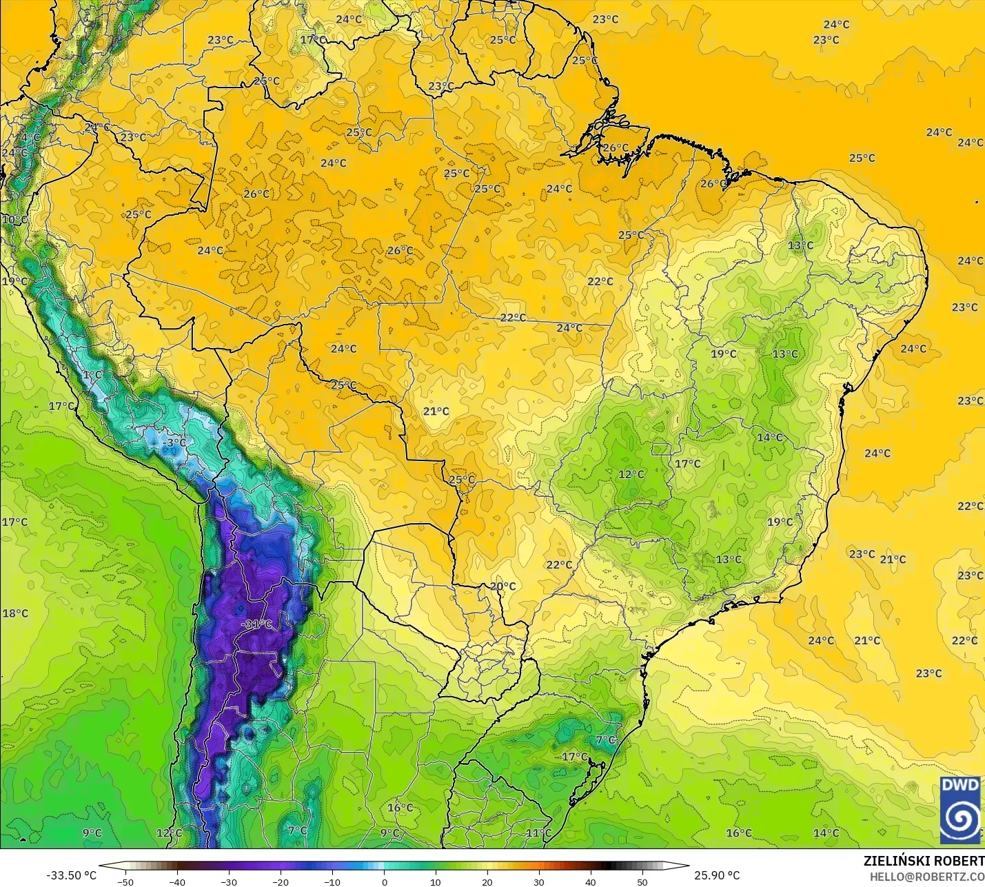 ICON model - Brezilya, 2 m Çiy Noktası