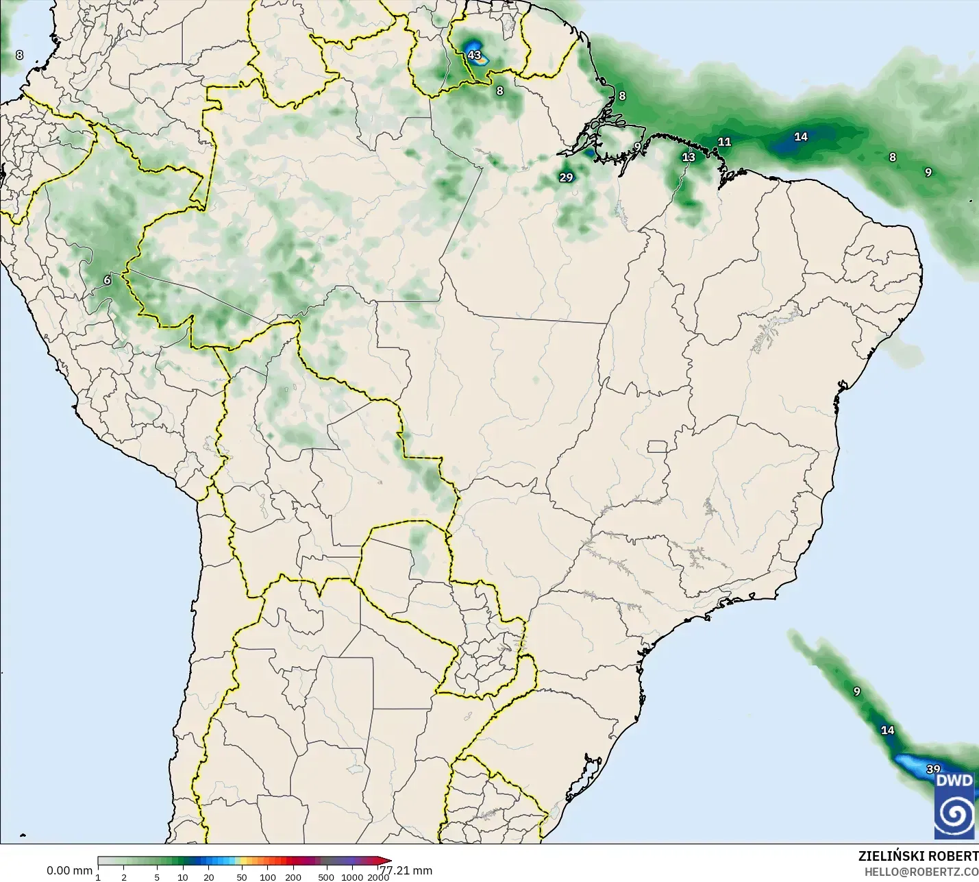 ICON model - Brezilya, Yağış Birikimi