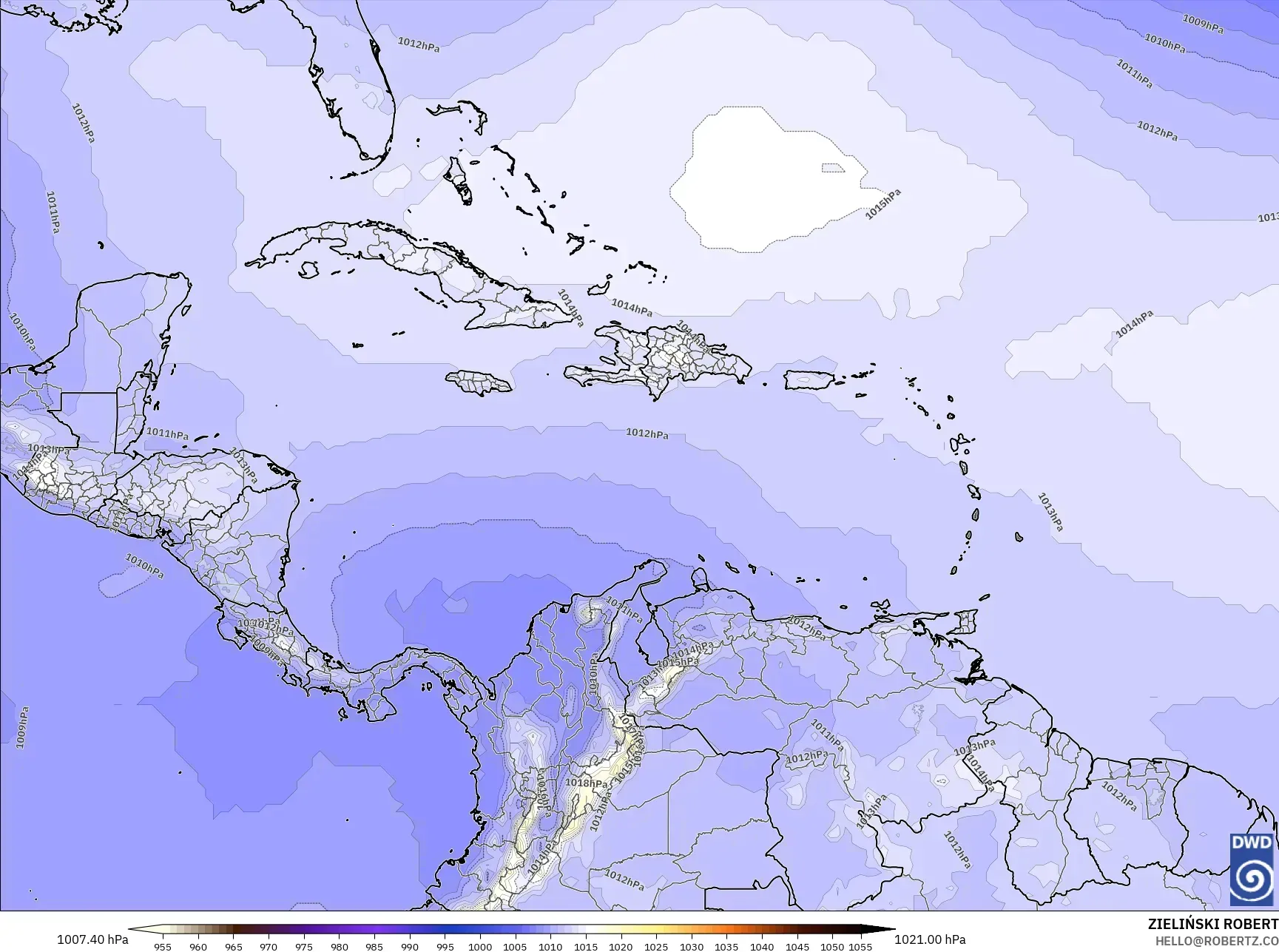 ICON model - Karayipler, Basınç