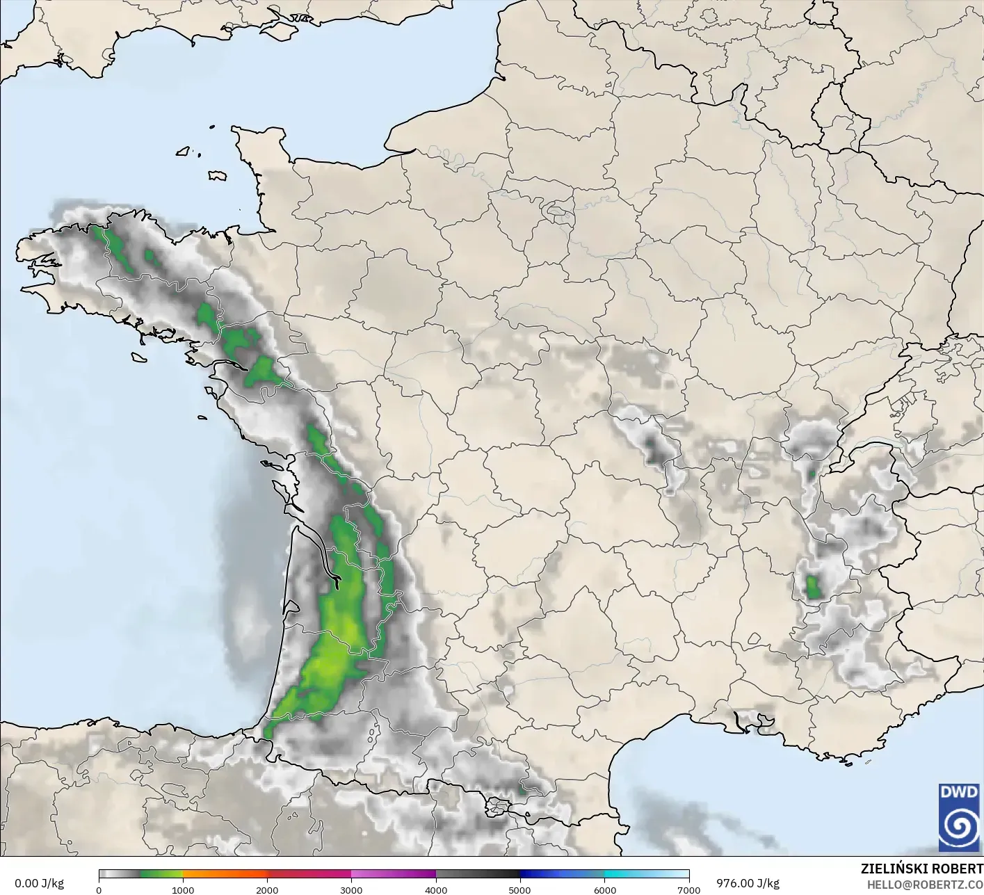 ICON model - Fransa, CAPE