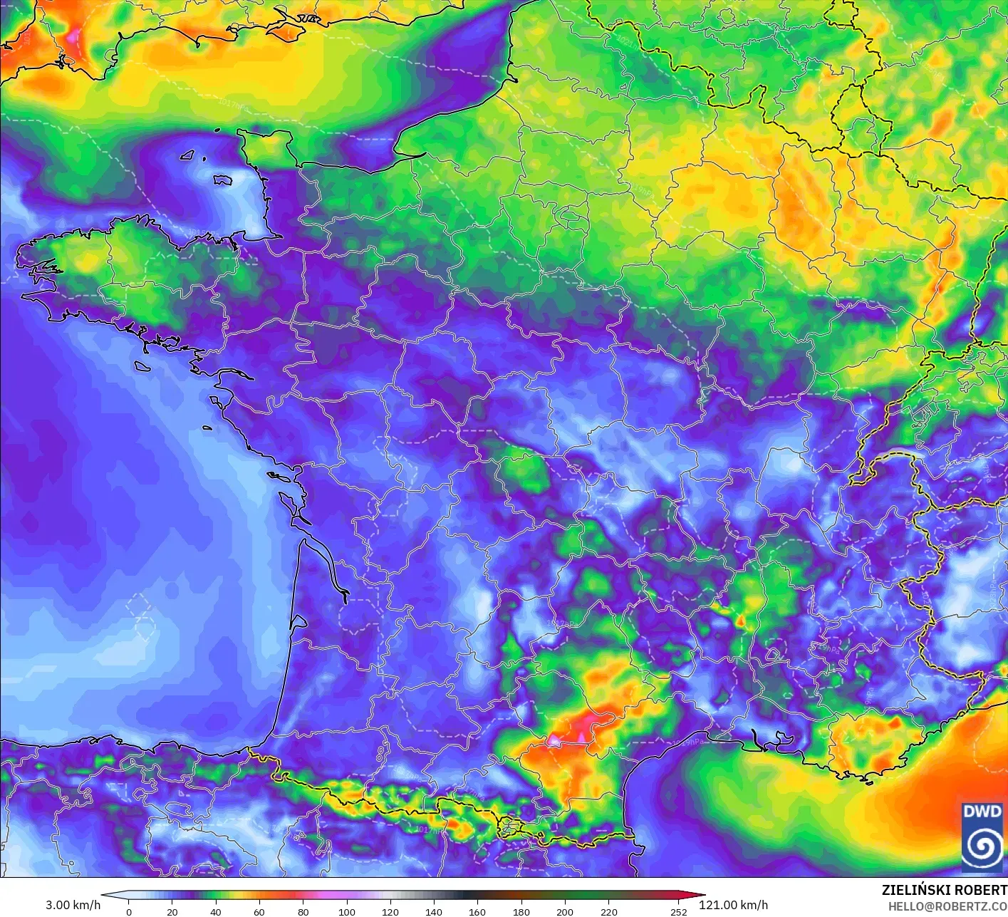 ICON model - Fransa, En Yüksek Rüzgâr