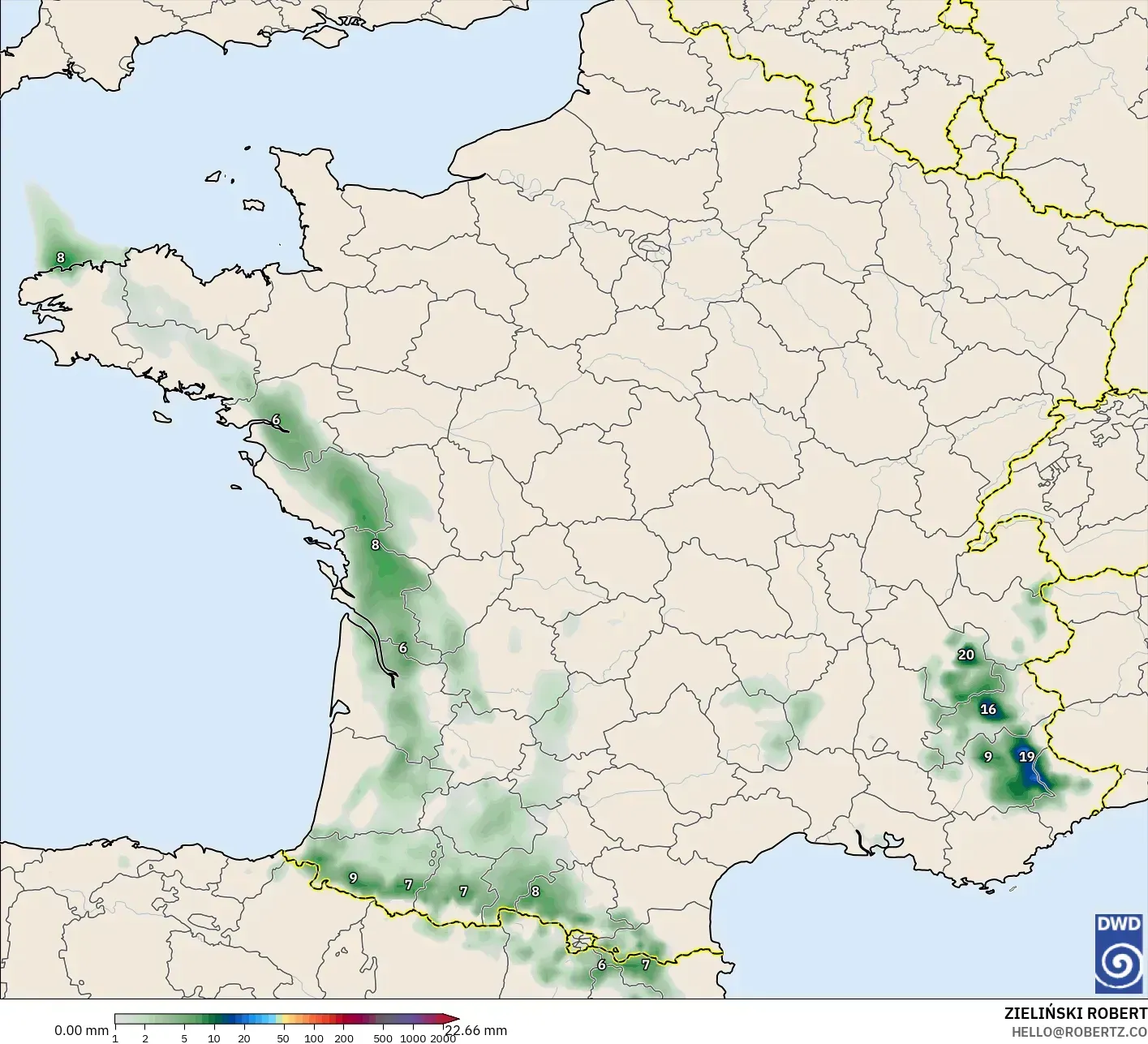 ICON model - Fransa, Yağış Birikimi