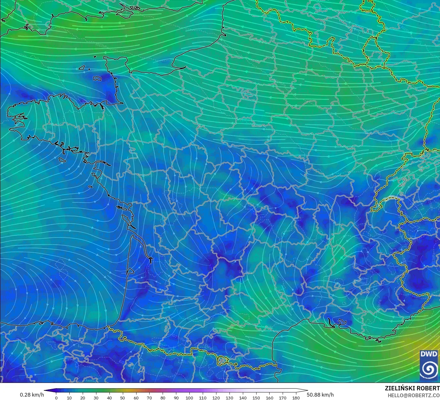ICON model - Fransa, 10 m Rüzgâr