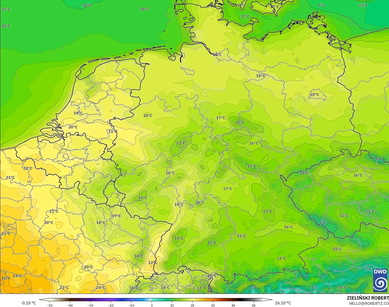 ICON model - Almanya, 2 m Sıcaklık
