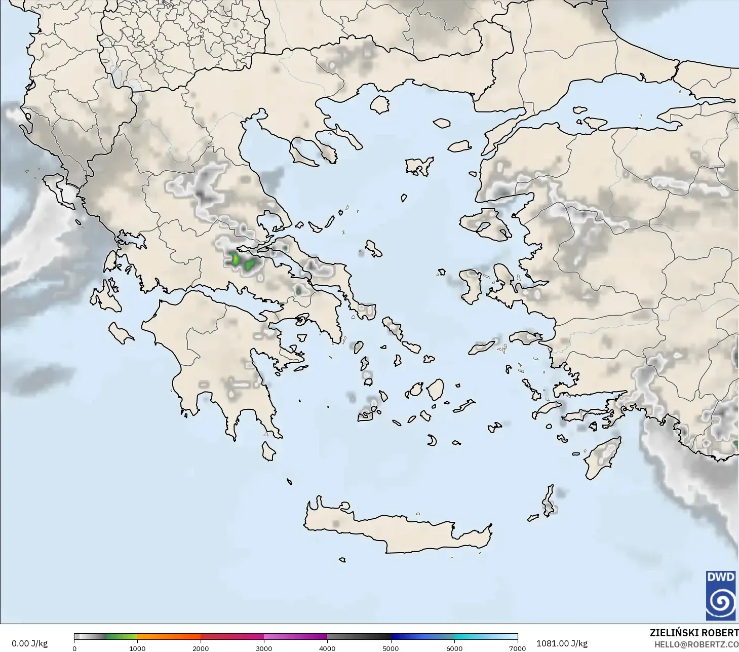 ICON model - Yunanistan, CAPE