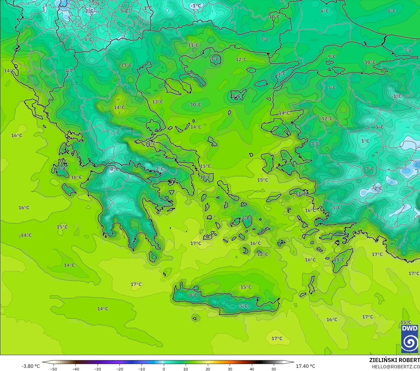 ICON model - Yunanistan, 2 m Çiy Noktası