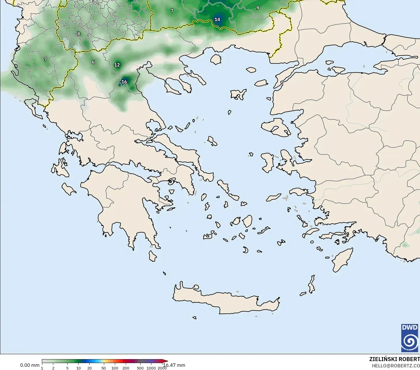 ICON model - Yunanistan, Yağış Birikimi