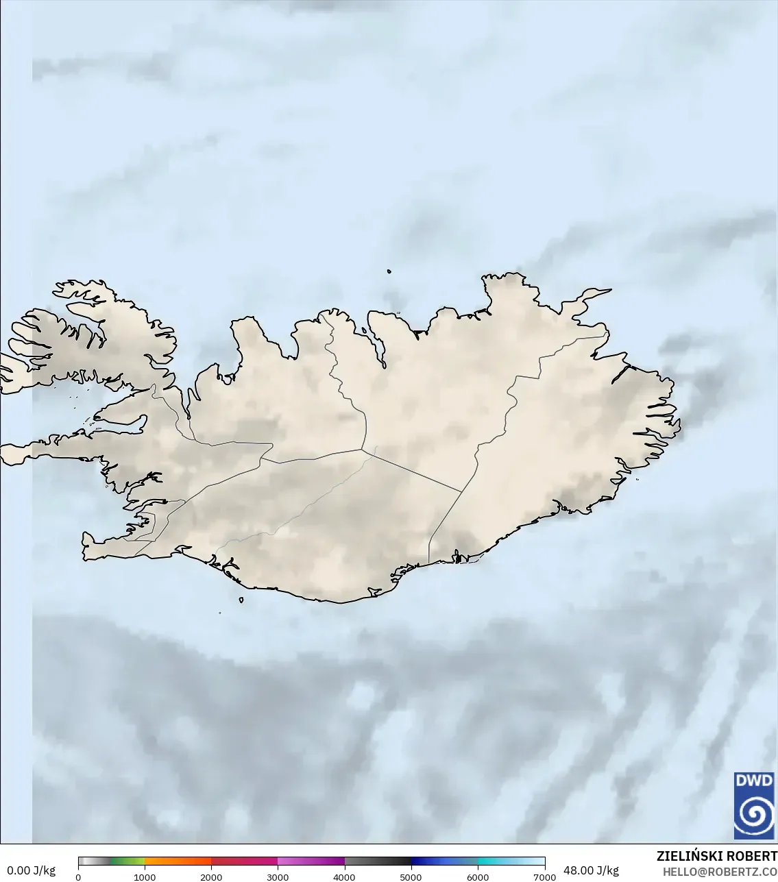 ICON model - İzlanda, CAPE