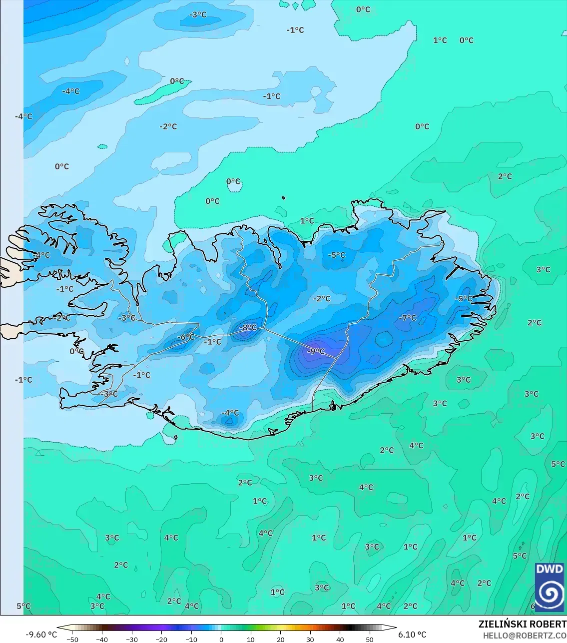 ICON model - İzlanda, 2 m Çiy Noktası