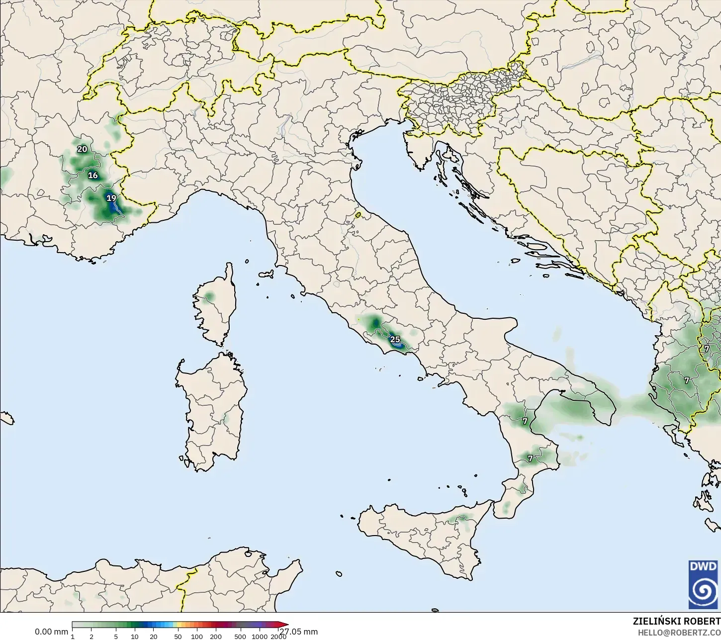 ICON model - İtalya, Yağış Birikimi