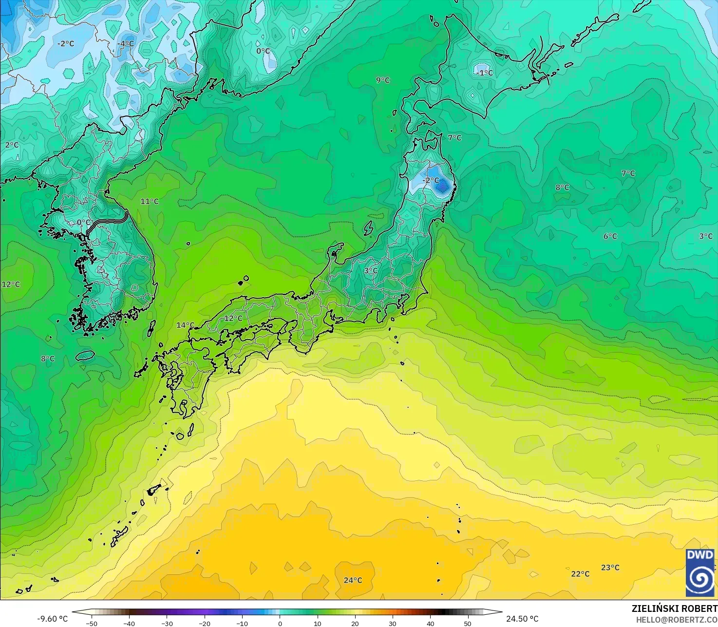 ICON model - Japonya, 2 m Çiy Noktası