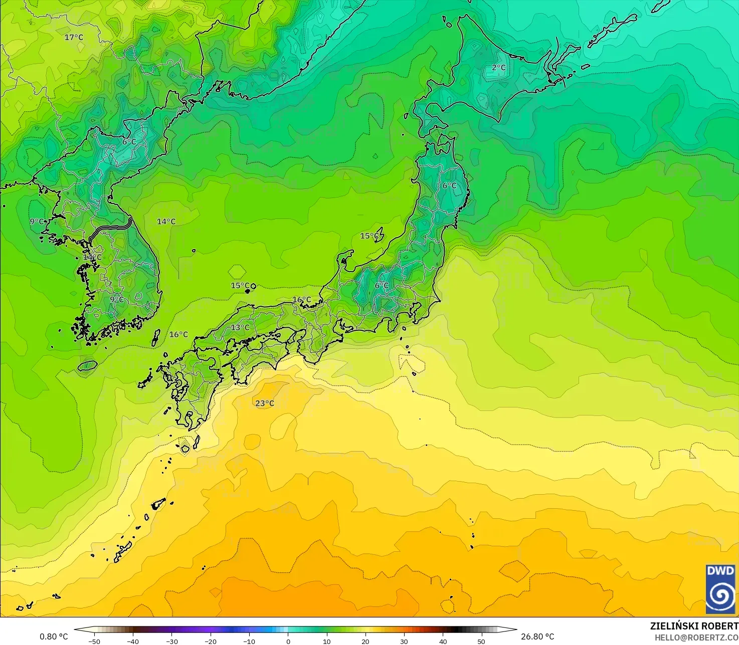 ICON model - Japonya, 2 m Sıcaklık