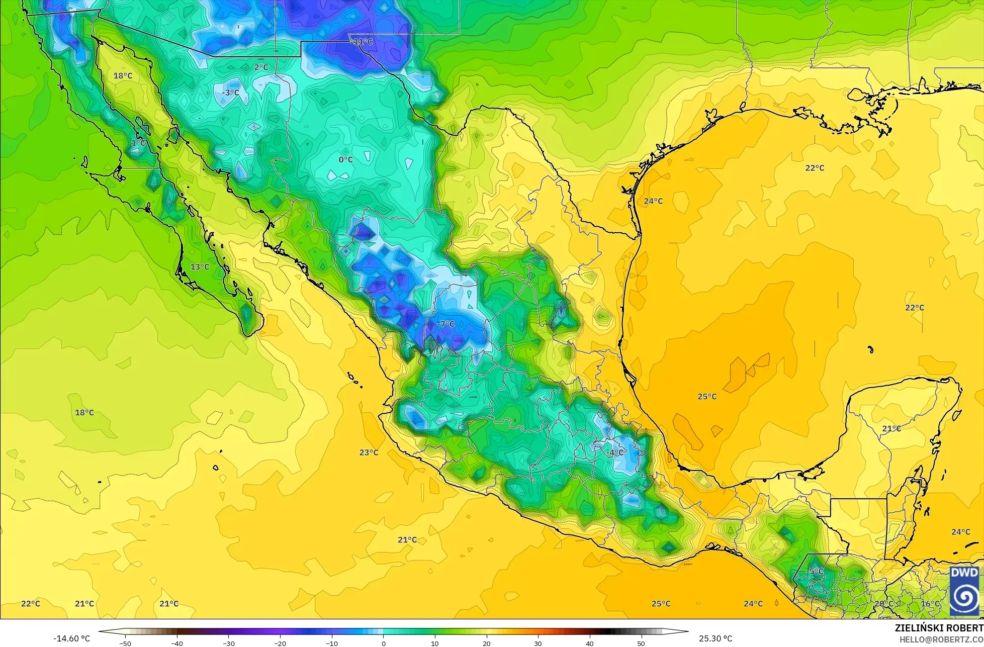 ICON model - Meksika, 2 m Çiy Noktası