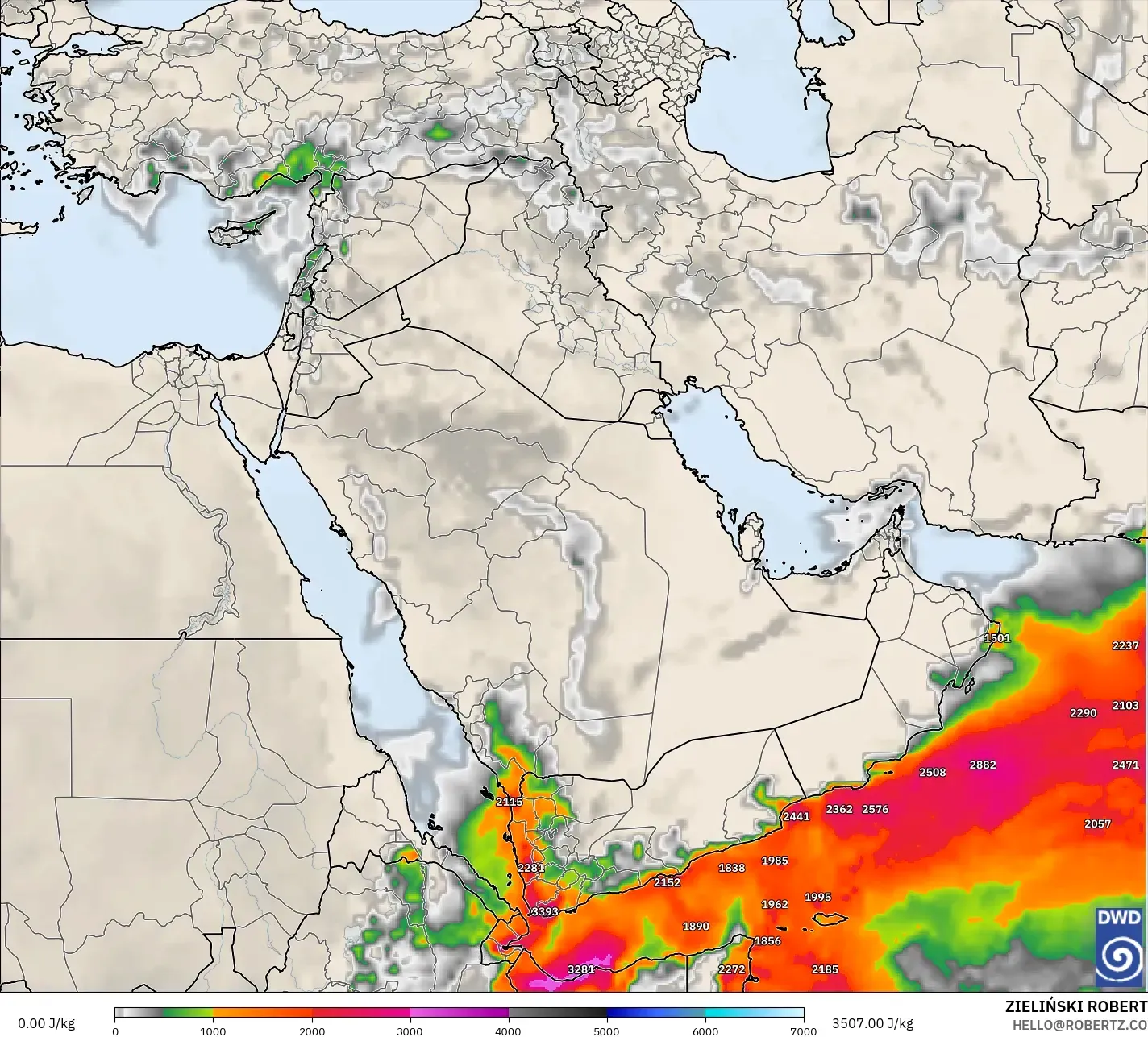 ICON model - Orta Doğu, CAPE