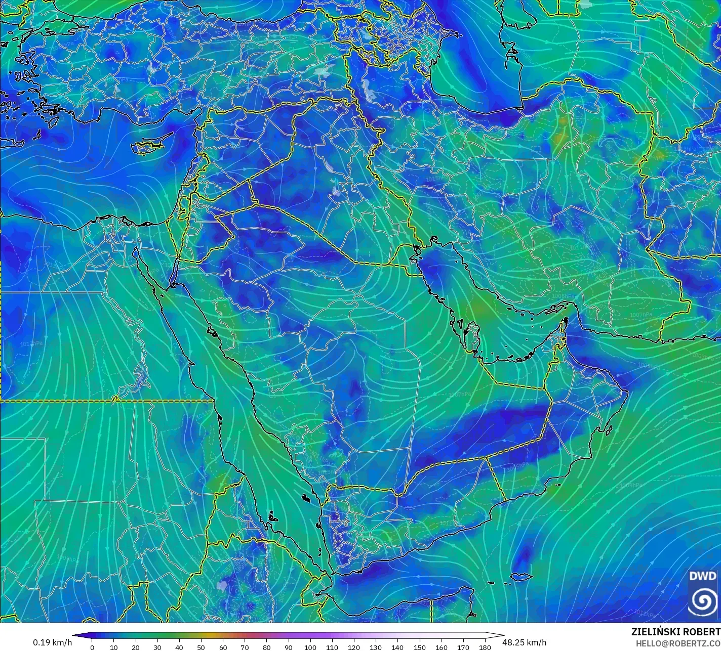 ICON model - Orta Doğu, 10 m Rüzgâr