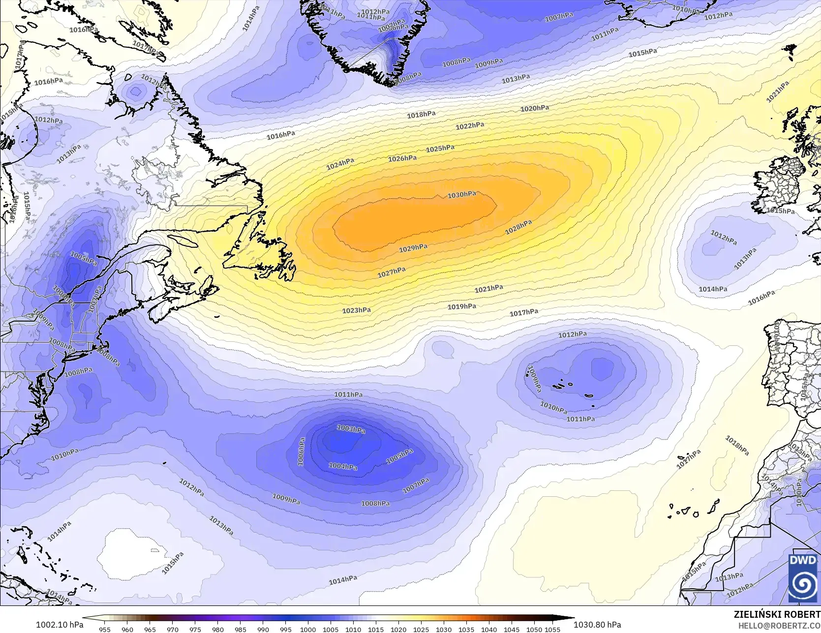ICON model - Kuzey Atlantik, Basınç