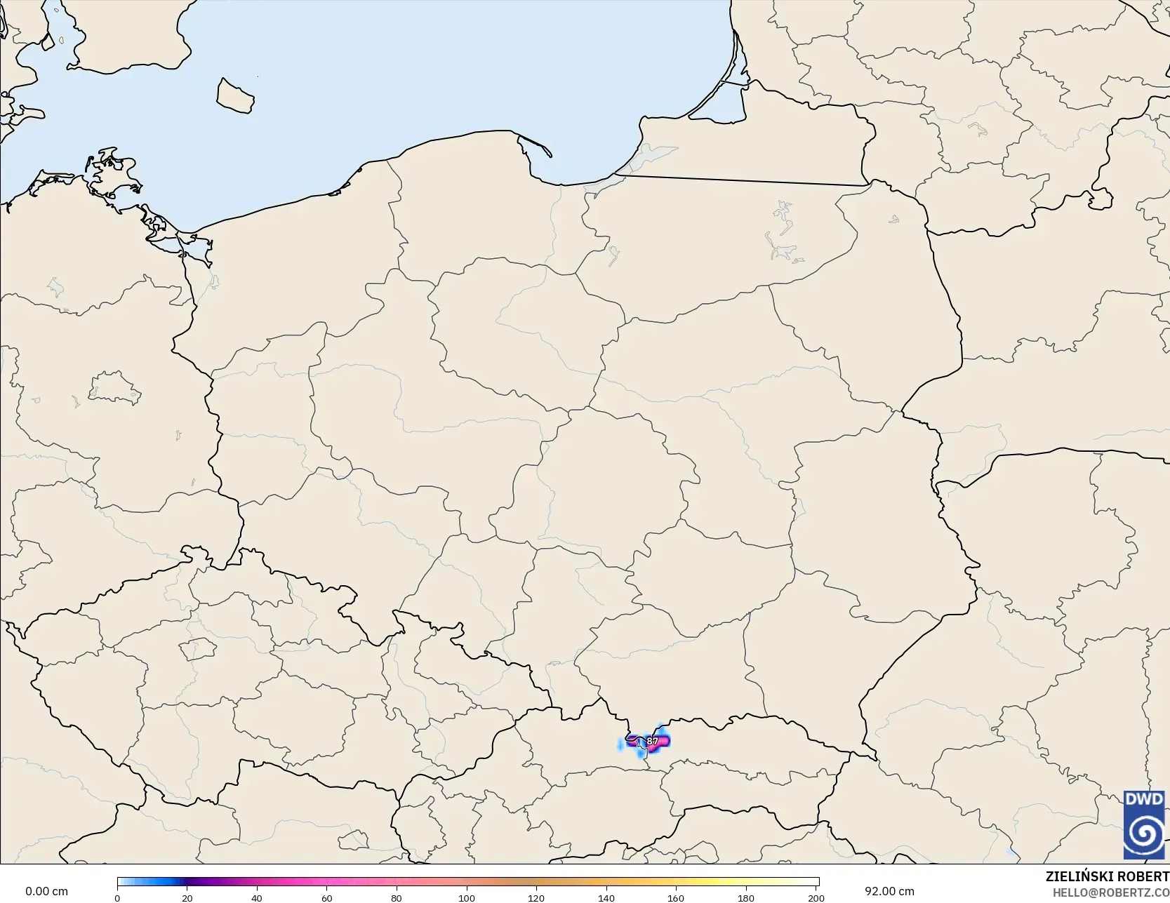 ICON model - Polonya, Kar Kalınlığı