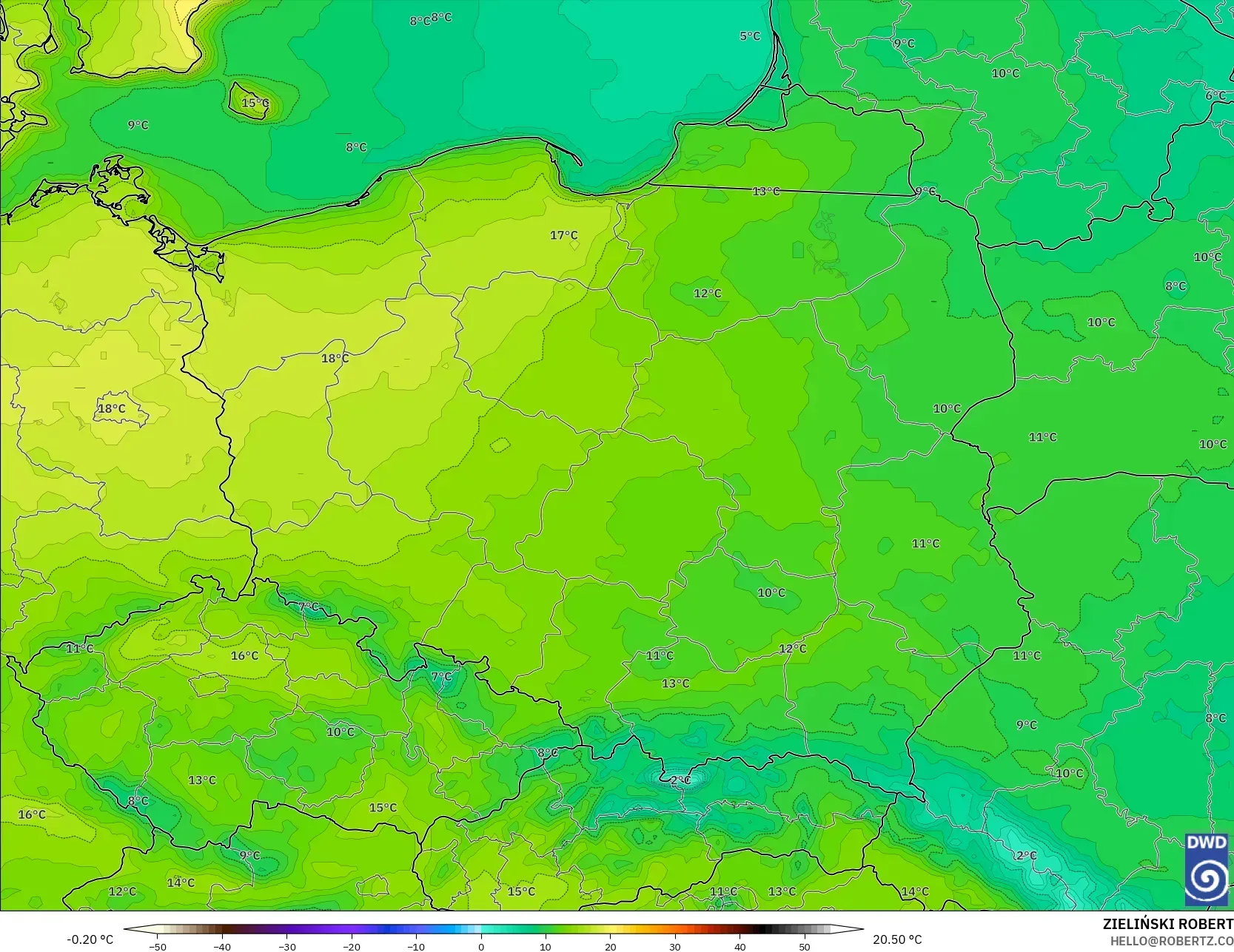 ICON model - Polonya, 2 m Sıcaklık