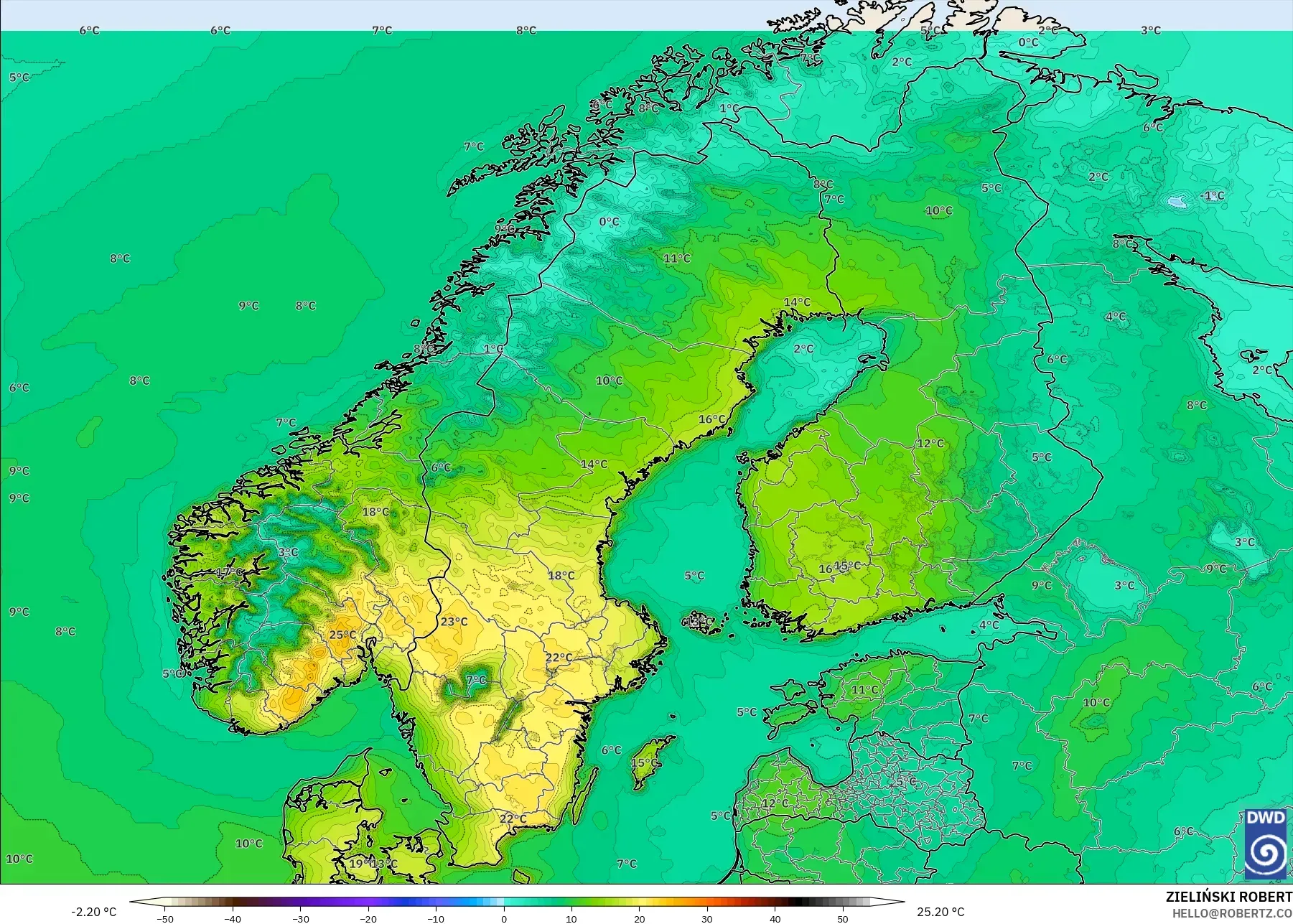 ICON model - İskandinavya, 2 m Sıcaklık