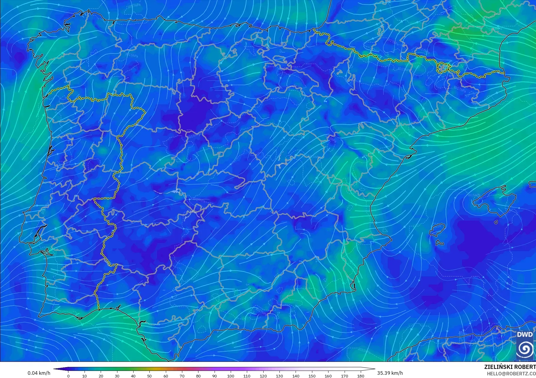 ICON model - İspanya, 10 m Rüzgâr