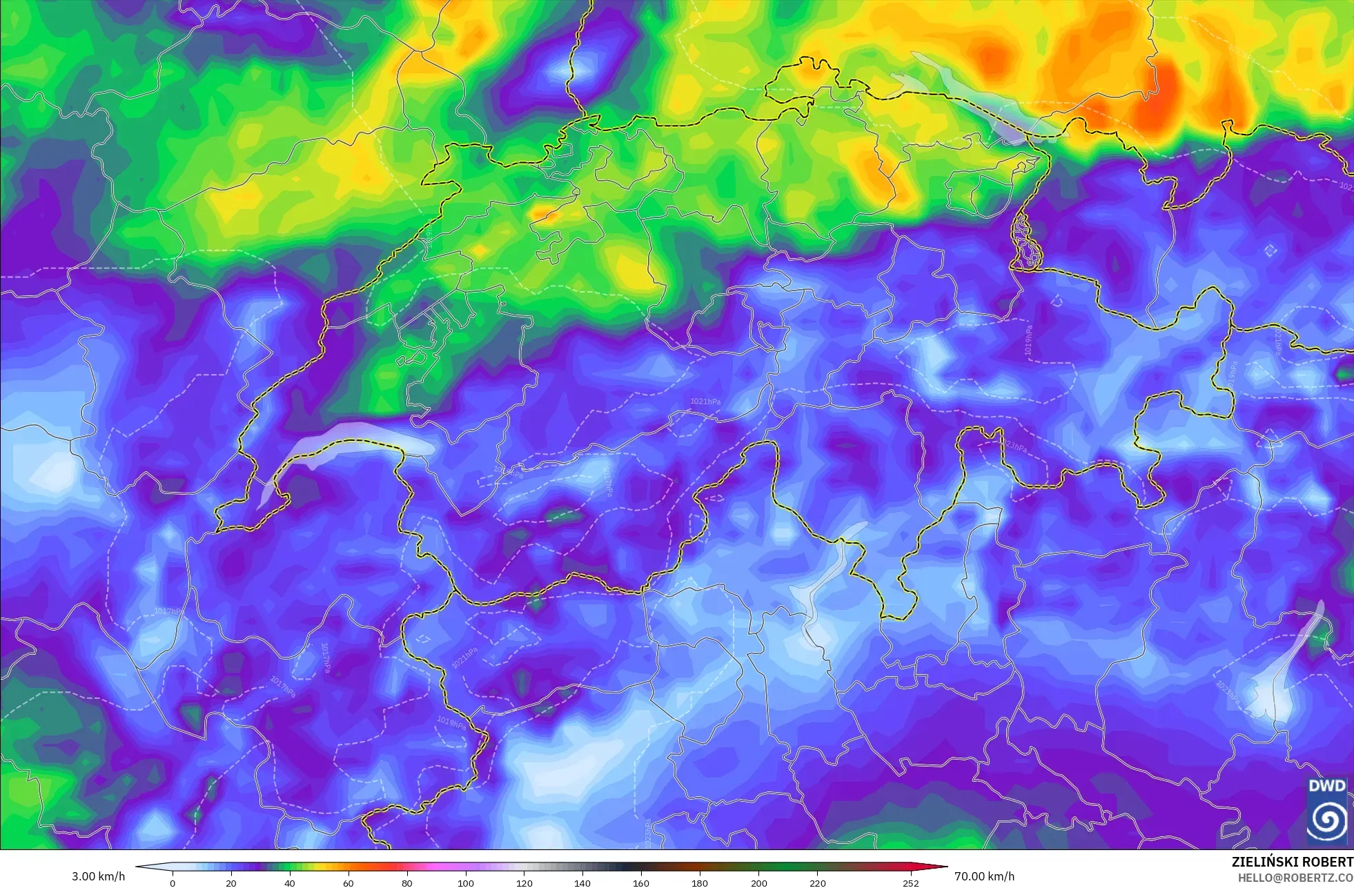 ICON model - İsviçre, En Yüksek Rüzgâr