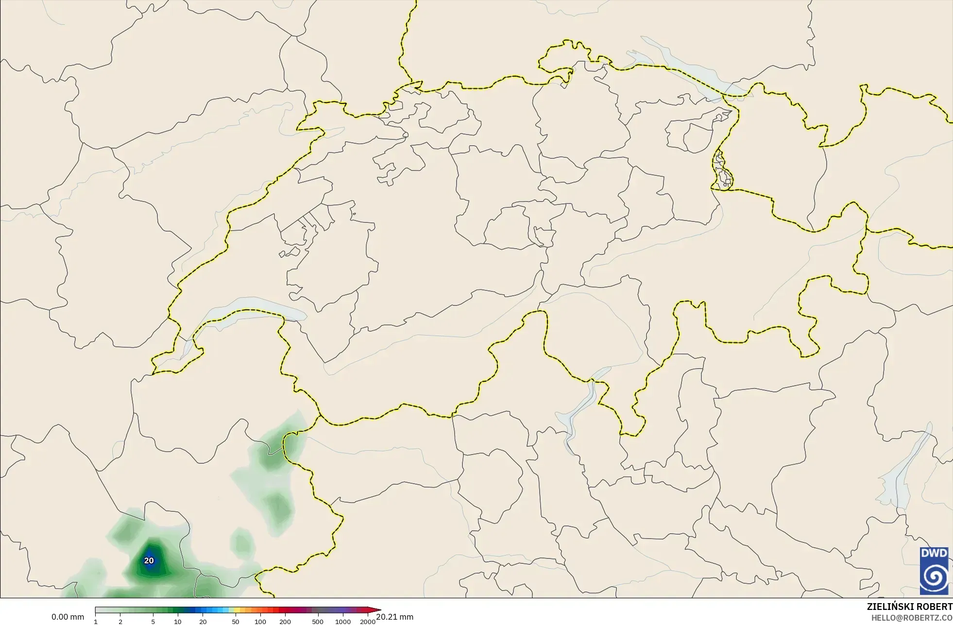 ICON model - İsviçre, Yağış Birikimi