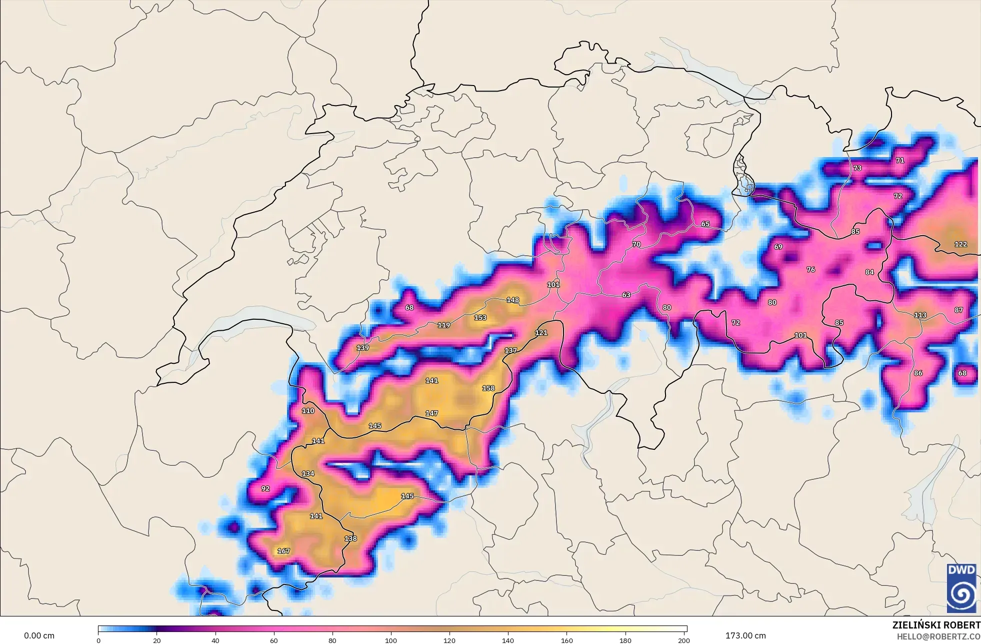 ICON model - İsviçre, Kar Kalınlığı