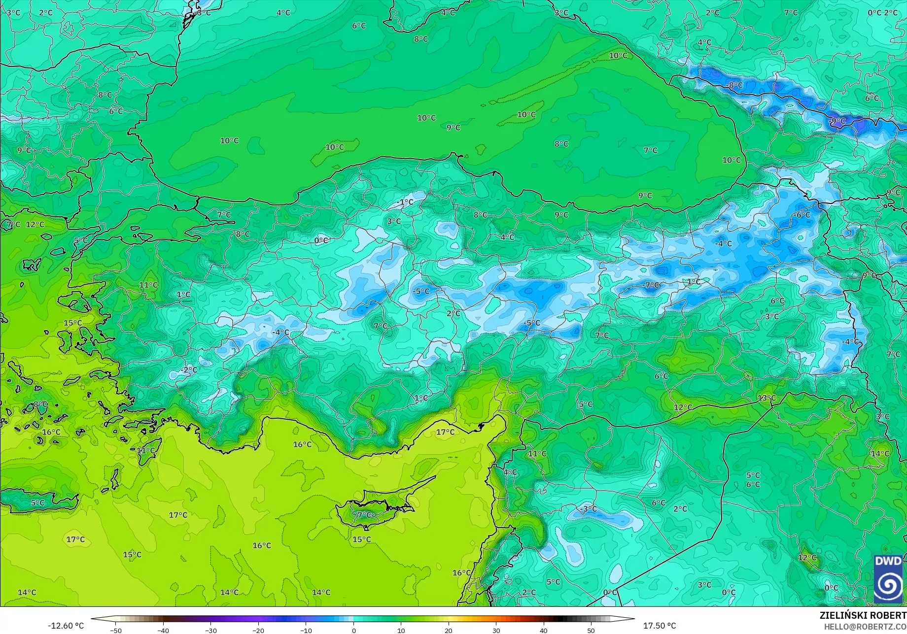 ICON model - Türkiye, 2 m Çiy Noktası