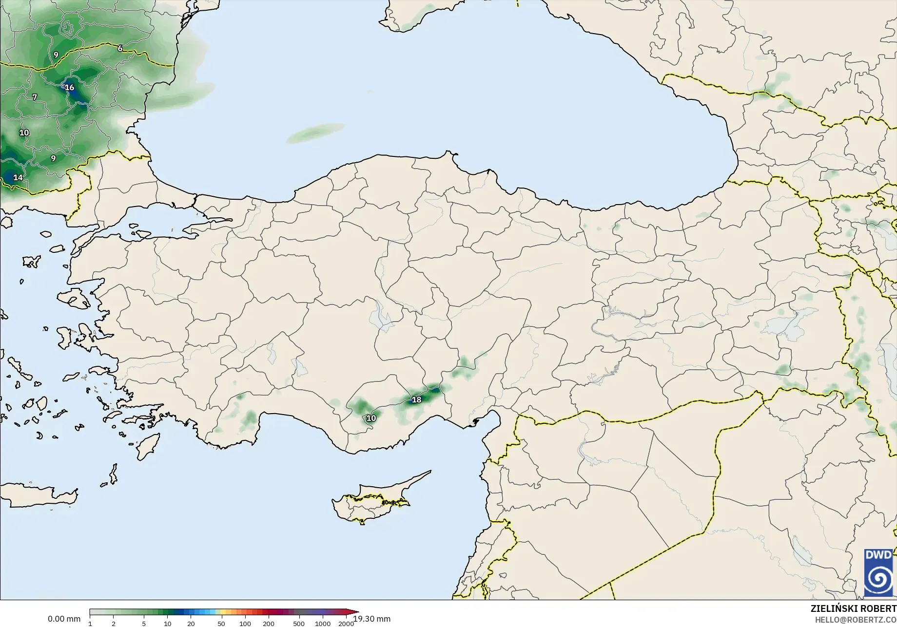 ICON model - Türkiye, Yağış Birikimi