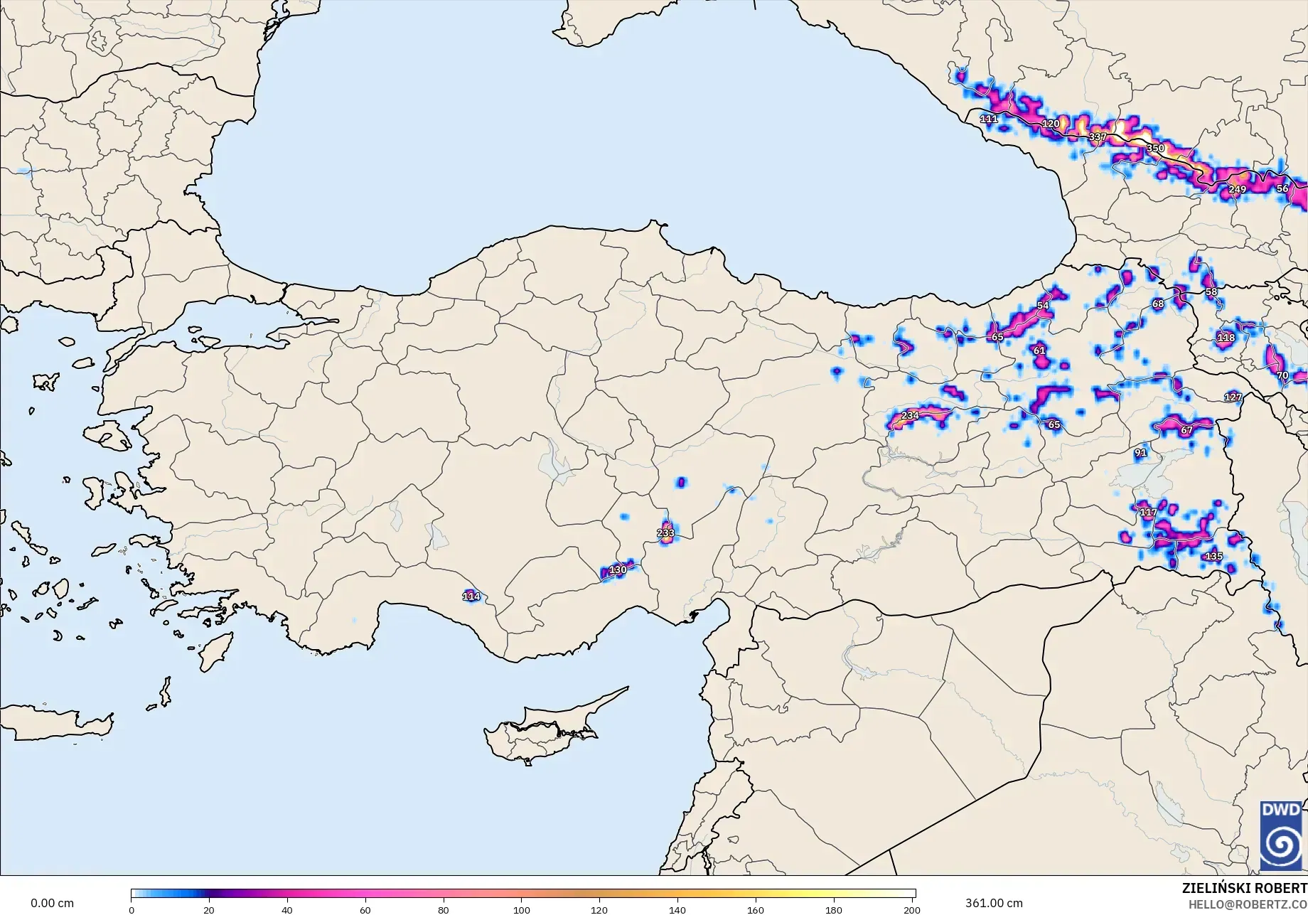 ICON model - Türkiye, Kar Kalınlığı