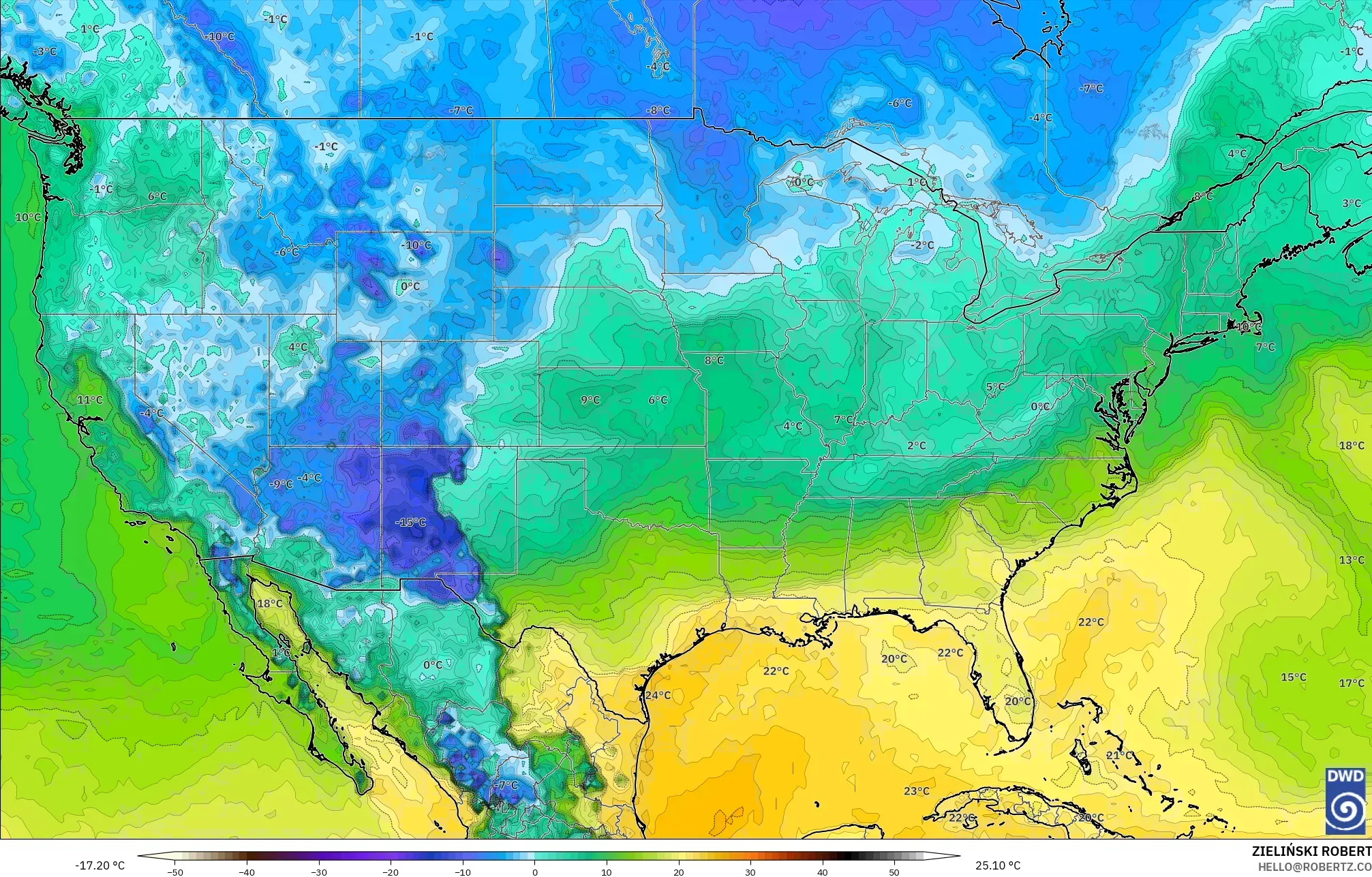 ICON model - Amerika Birleşik Devletleri, 2 m Çiy Noktası