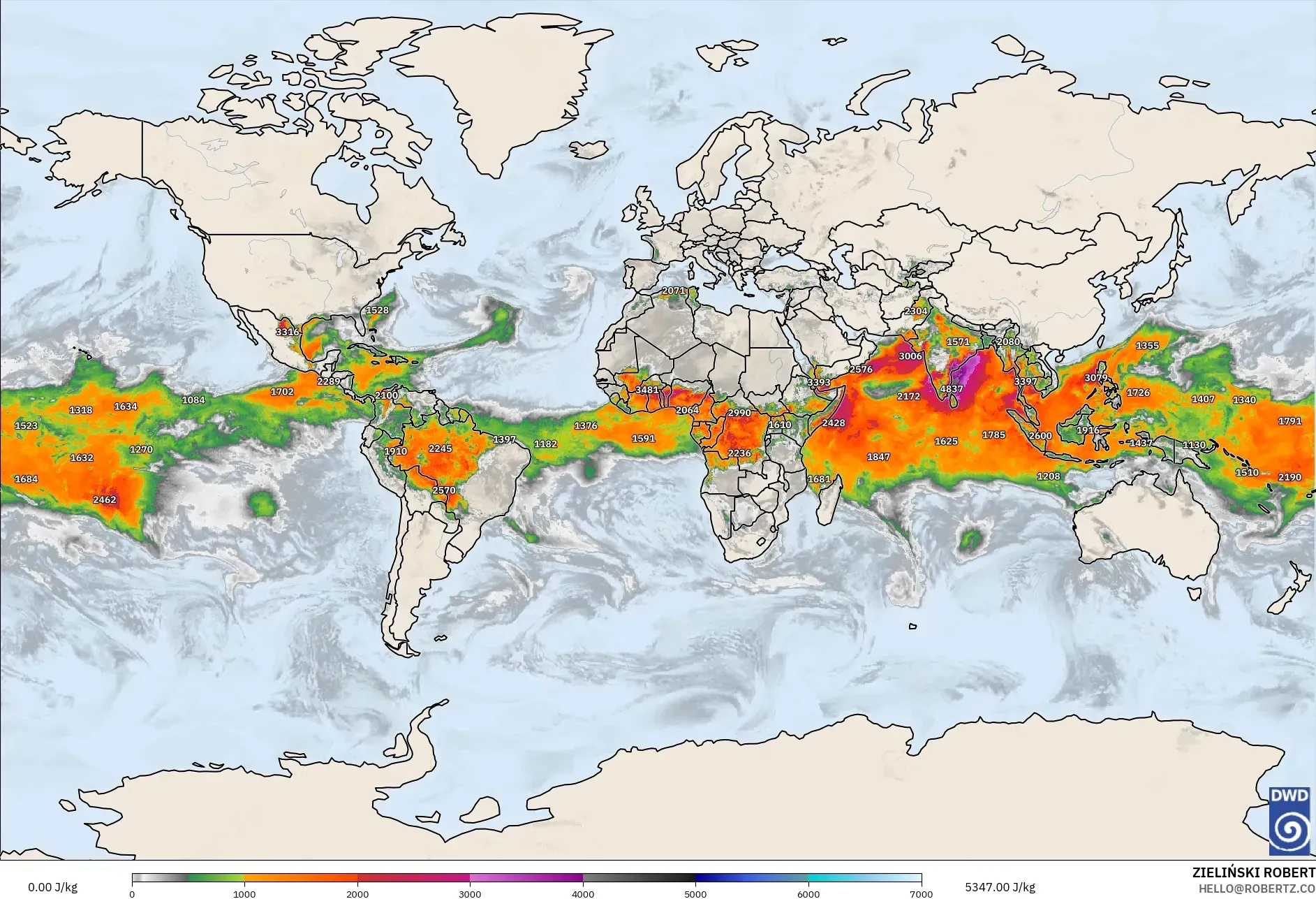ICON model - Dünya, CAPE
