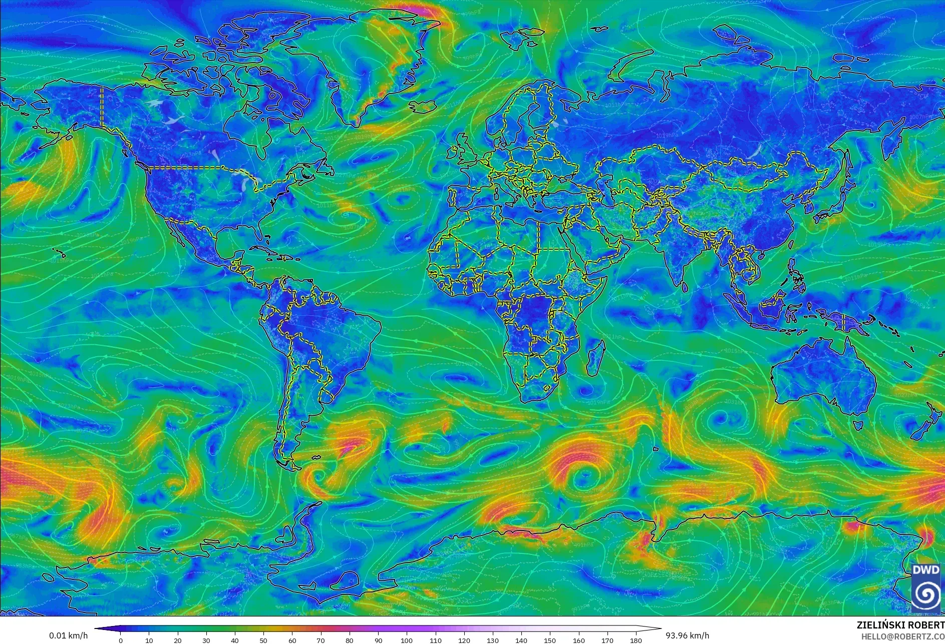 ICON model - Dünya, 10 m Rüzgâr