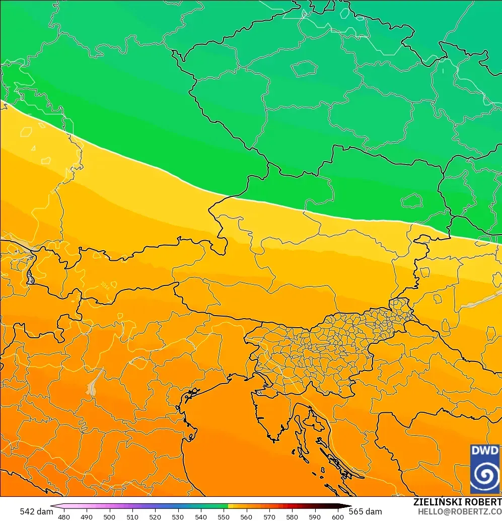 ICON model - Avusturya, 500 hPa’da jeopotansiyel yükseklik