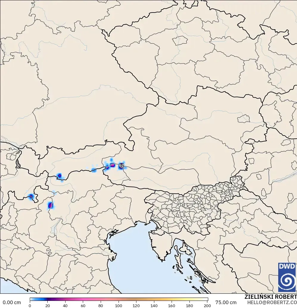 ICON model - Avusturya, Kar Kalınlığı