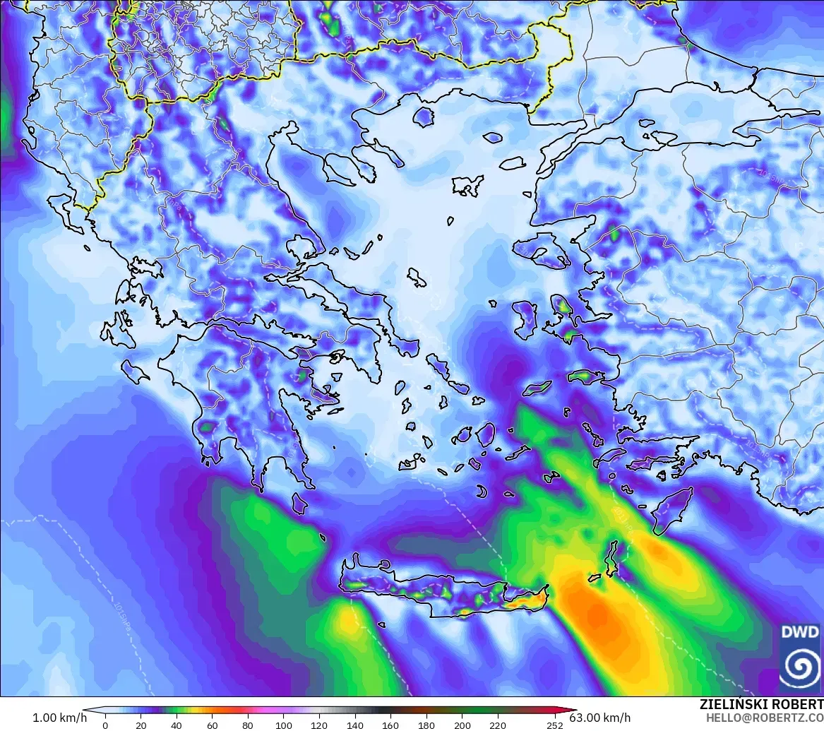 ICON model - Yunanistan, En Yüksek Rüzgâr