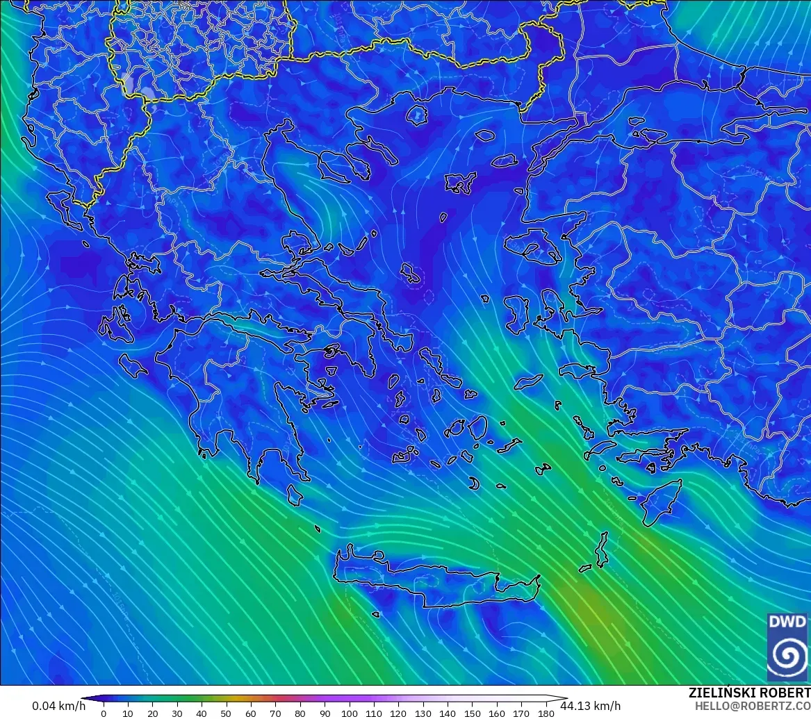 ICON model - Yunanistan, 10 m Rüzgâr