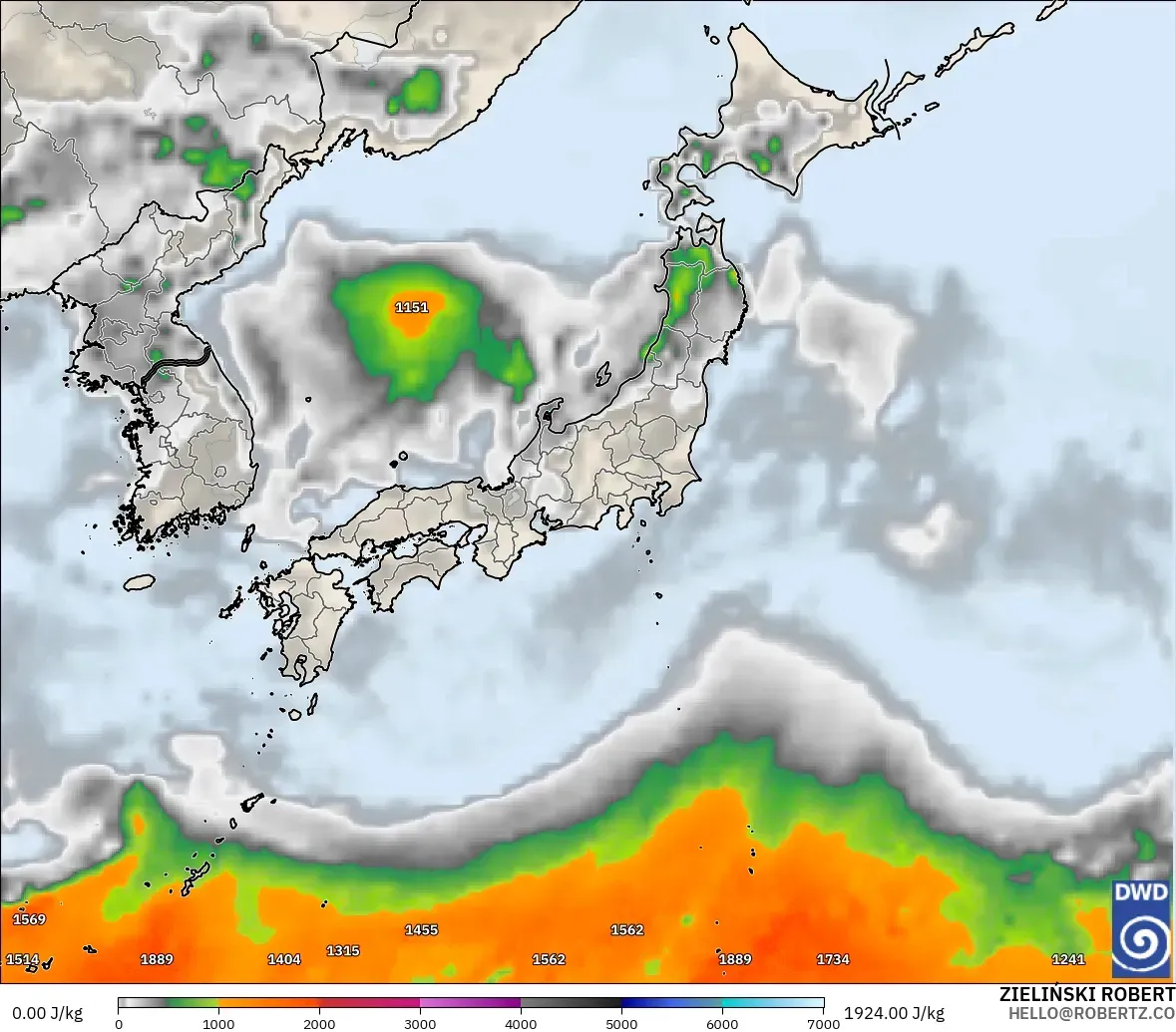 ICON model - Japonya, CAPE