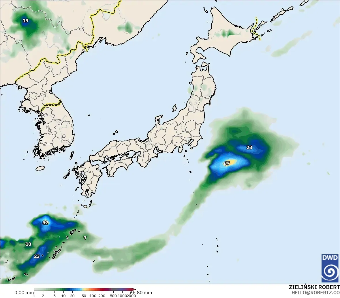 ICON model - Japonya, Yağış Birikimi
