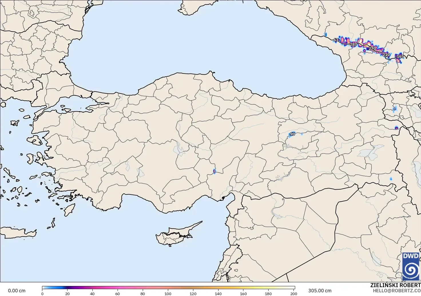 ICON model - Türkiye, Kar Kalınlığı