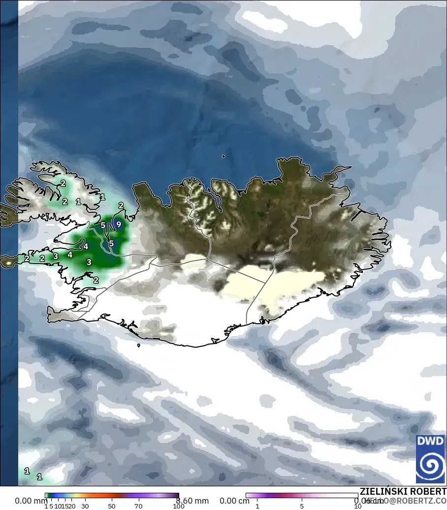 ICON model - İzlanda, Yağış, Bulut ve Basınç