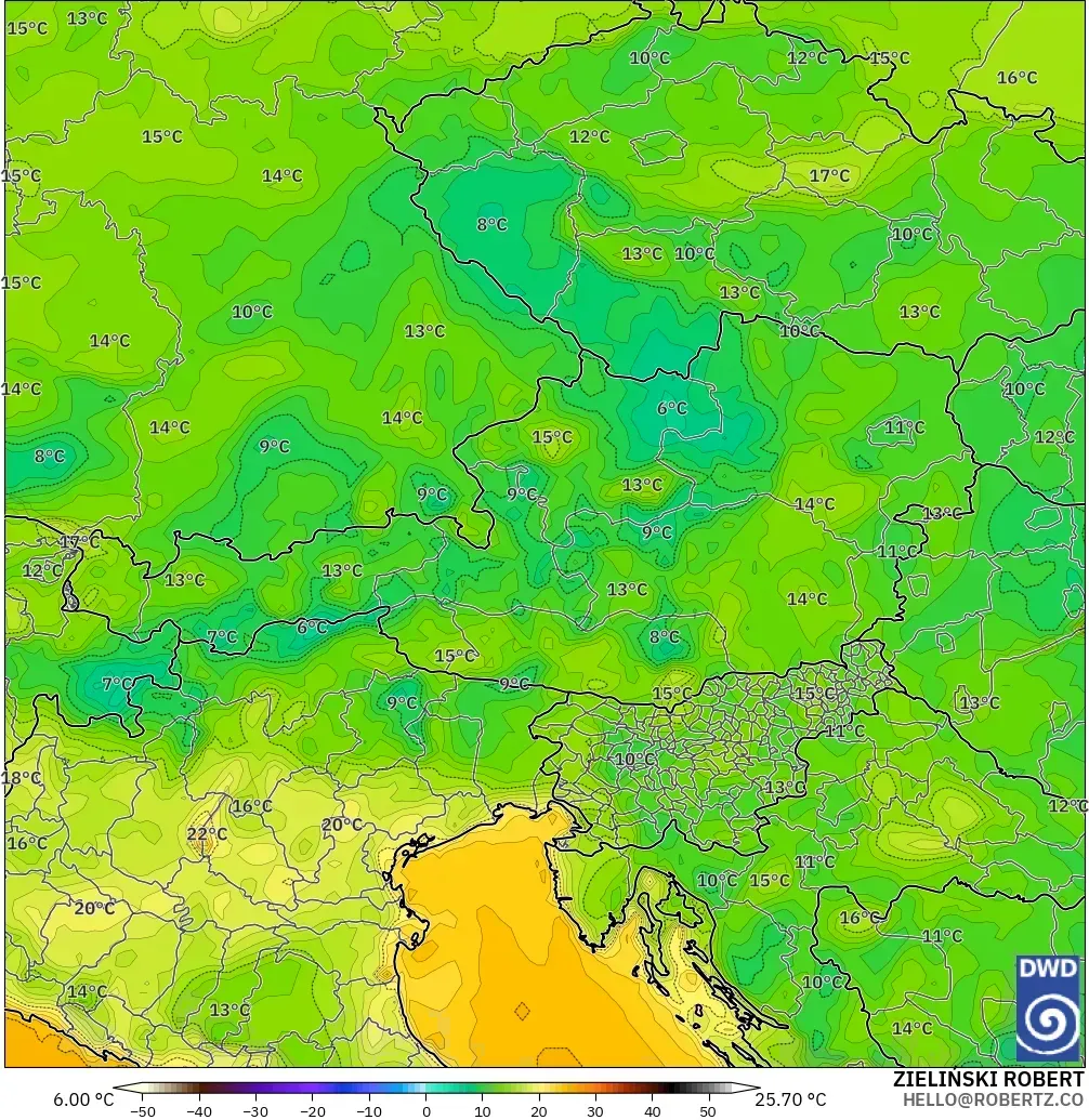ICON model - Avusturya, 2 m Çiy Noktası