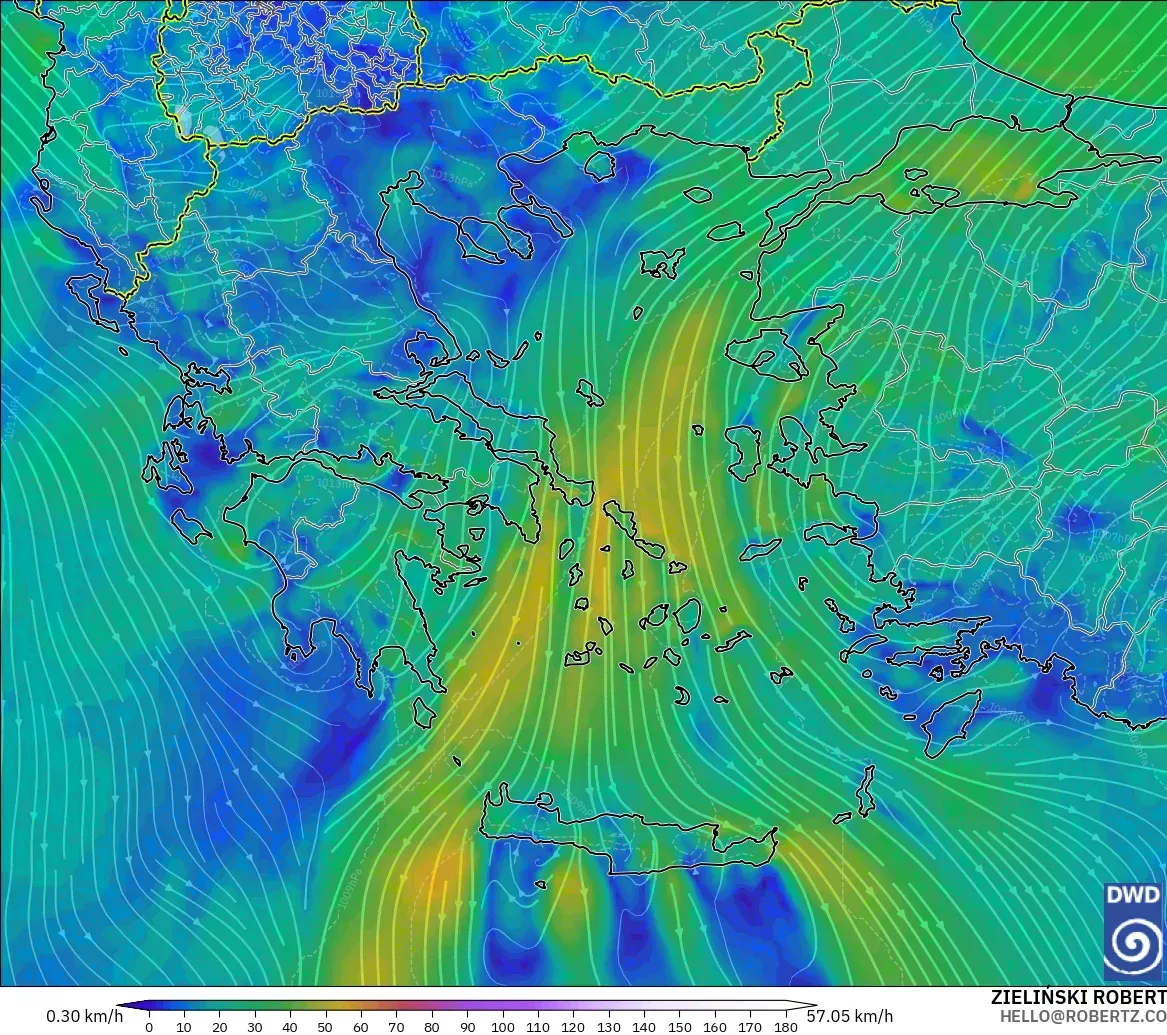 ICON model - Yunanistan, 10 m Rüzgâr