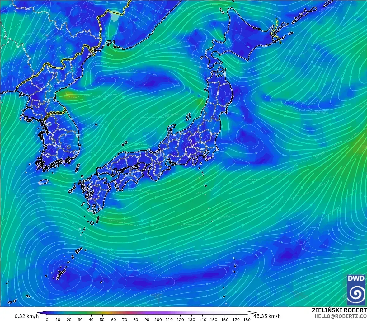 ICON model - Japonya, 10 m Rüzgâr