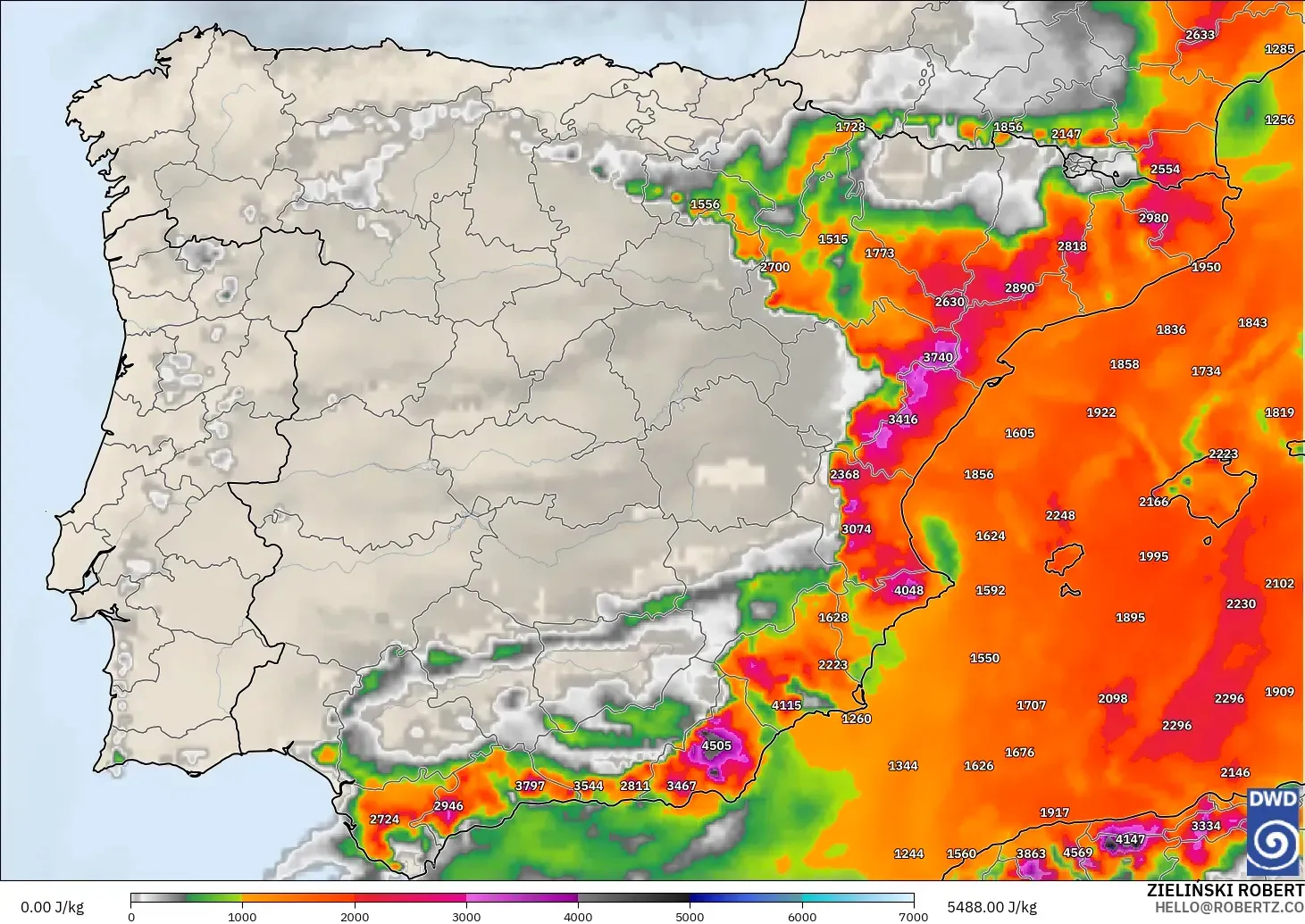 ICON model - İspanya, CAPE