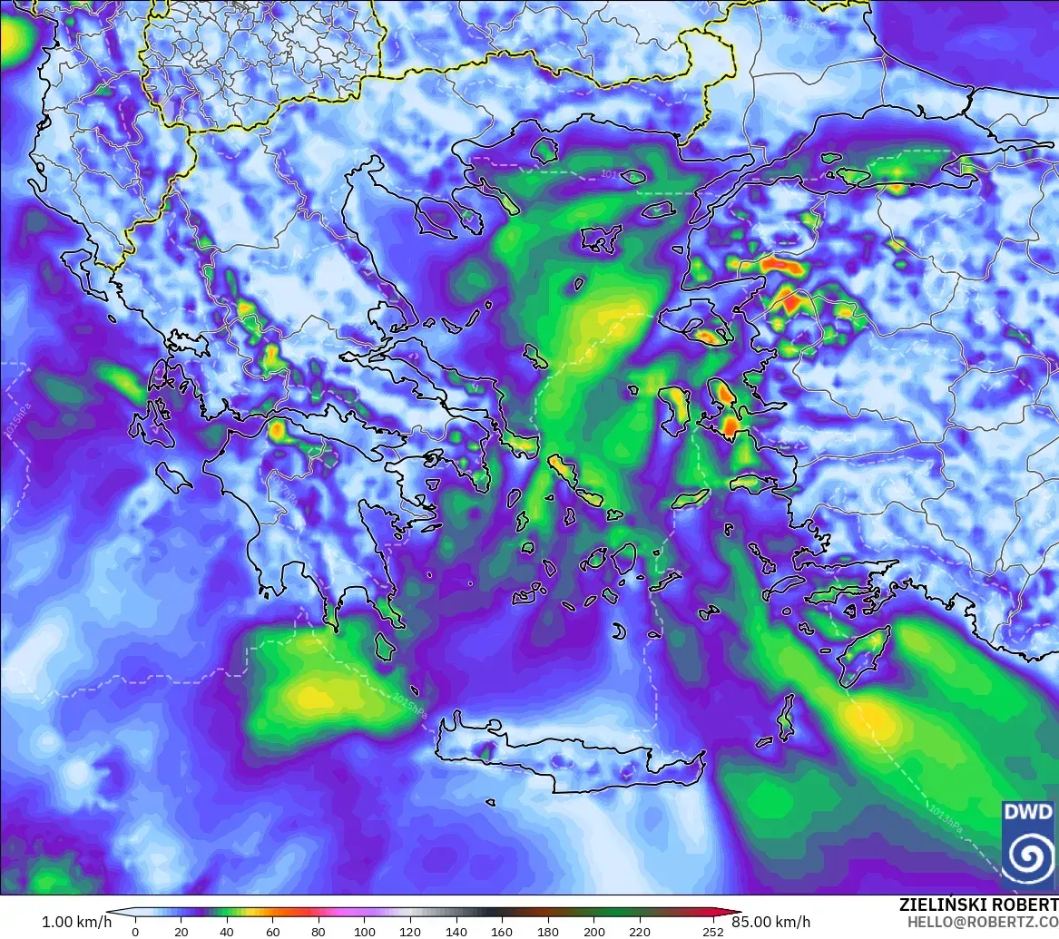 ICON model - Yunanistan, En Yüksek Rüzgâr