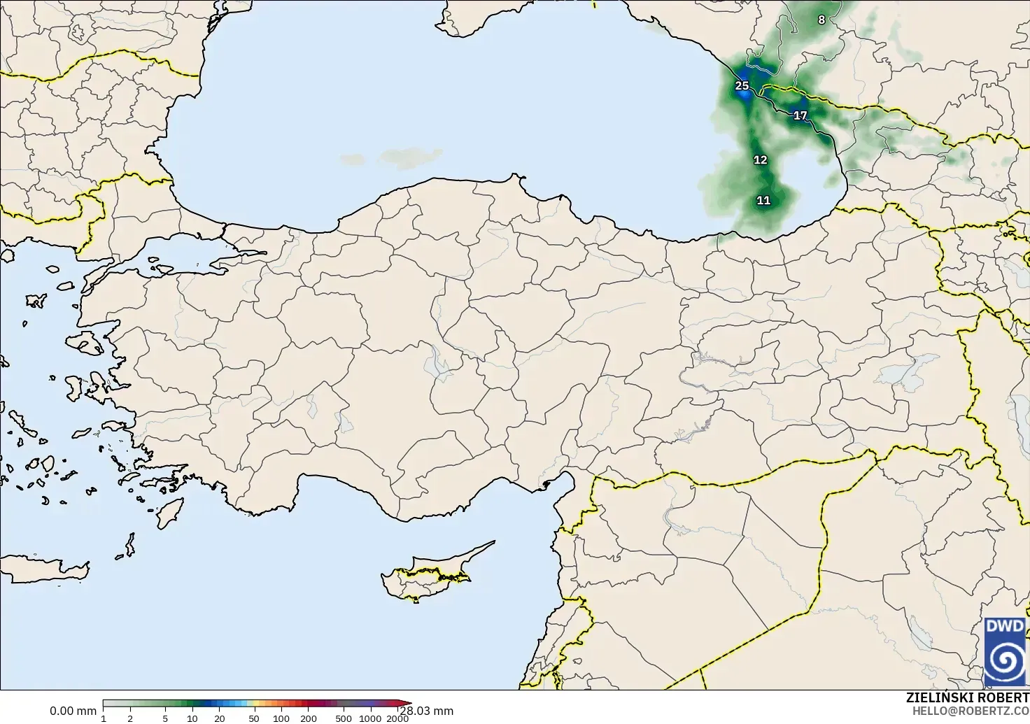 ICON model - Türkiye, Yağış Birikimi