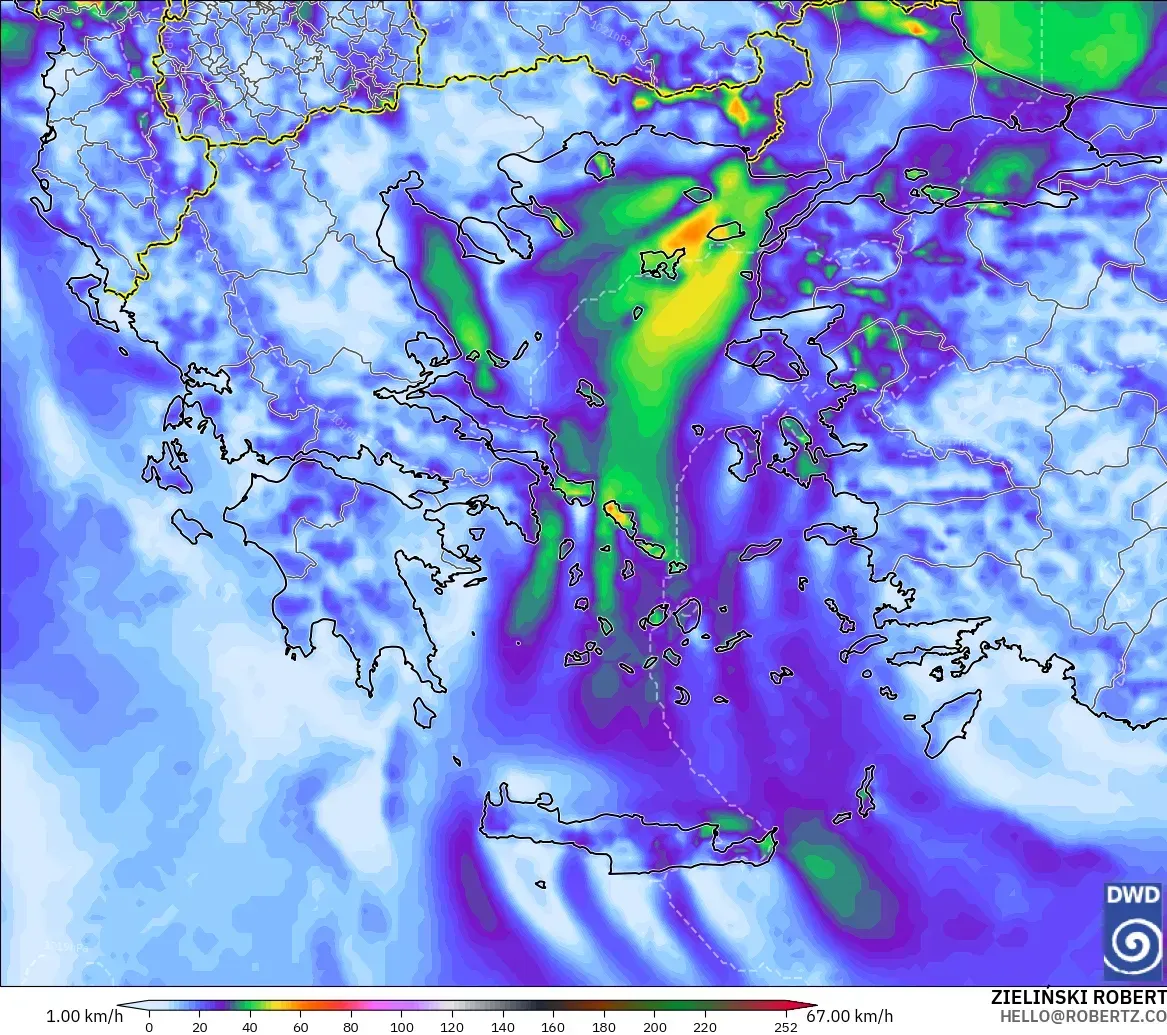 ICON model - Yunanistan, En Yüksek Rüzgâr