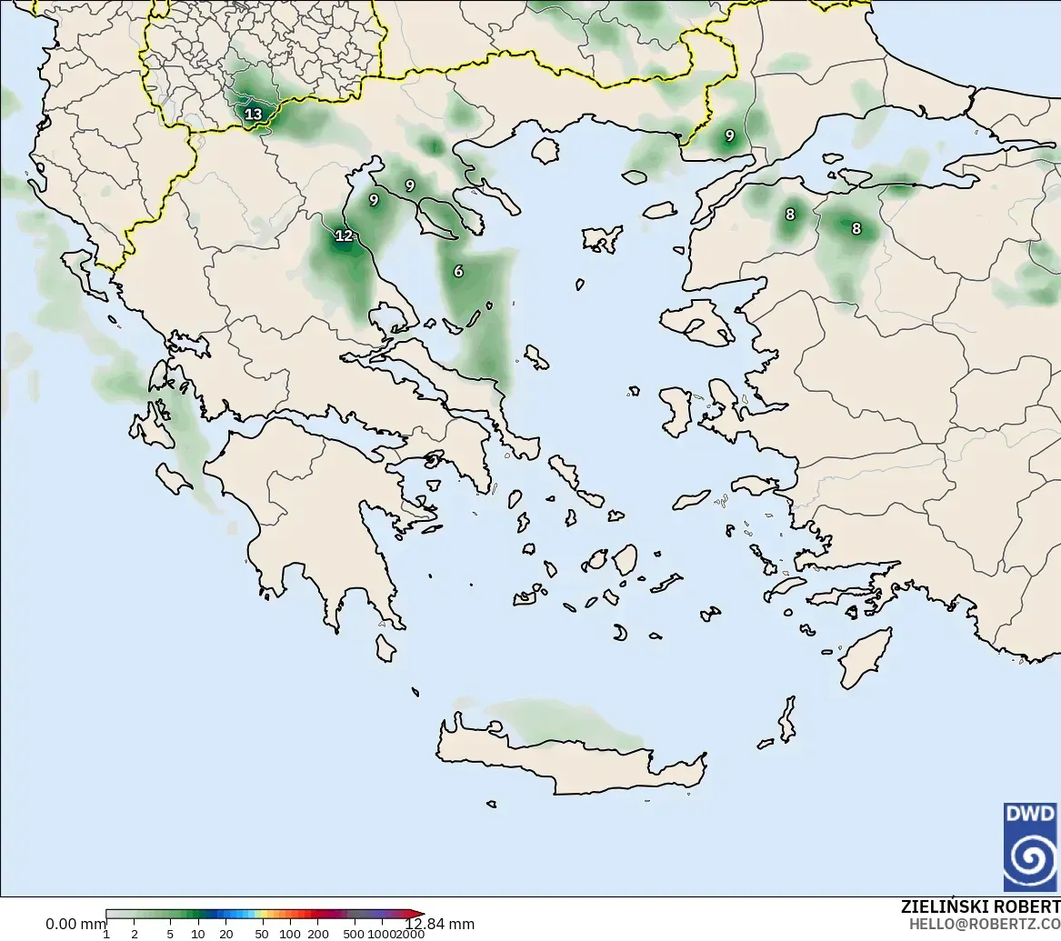 ICON model - Yunanistan, Yağış Birikimi